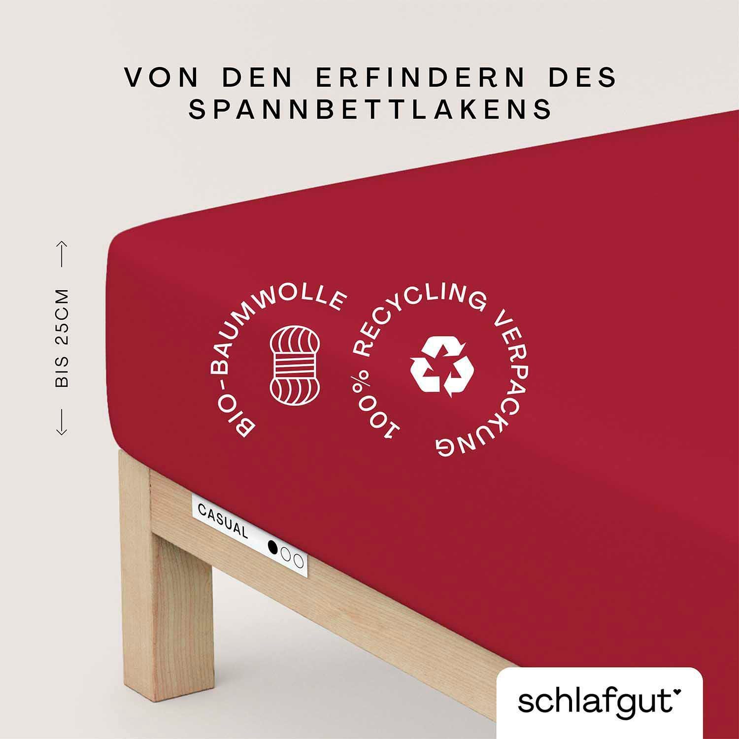 Schlafgut Hoeslaken CASUAL o.a. in maat 90x200, 140x200 of 180x200 cm, 100% biologisch katoen Dekbedovertrek voor matrassen tot 25 cm hoogte,