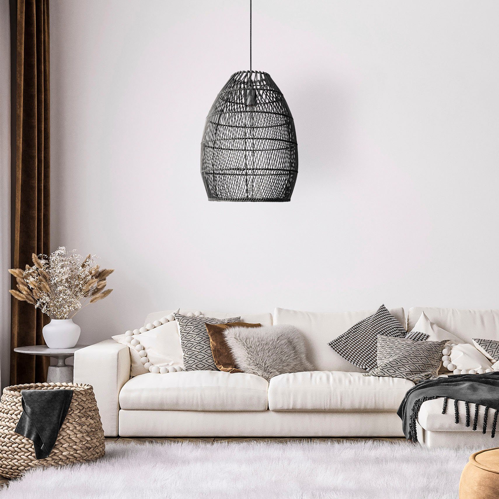Paco Home Hanglamp VIHMA Rattan pendellamp mand eettafel lamp natuurlijk LED Boho rustiek E27