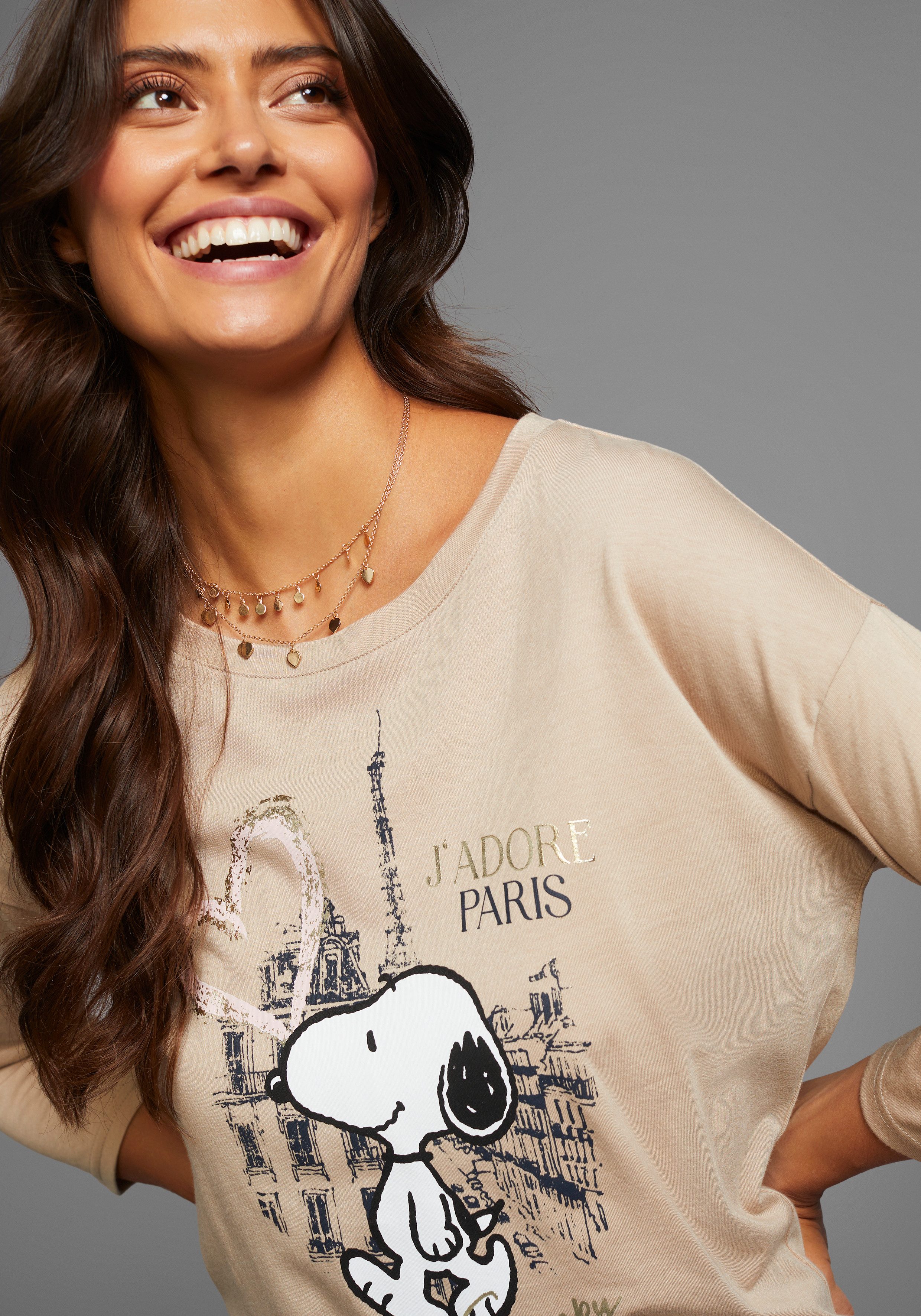 Laura Scott Shirt met 3 4 mouwen met snoopy-print