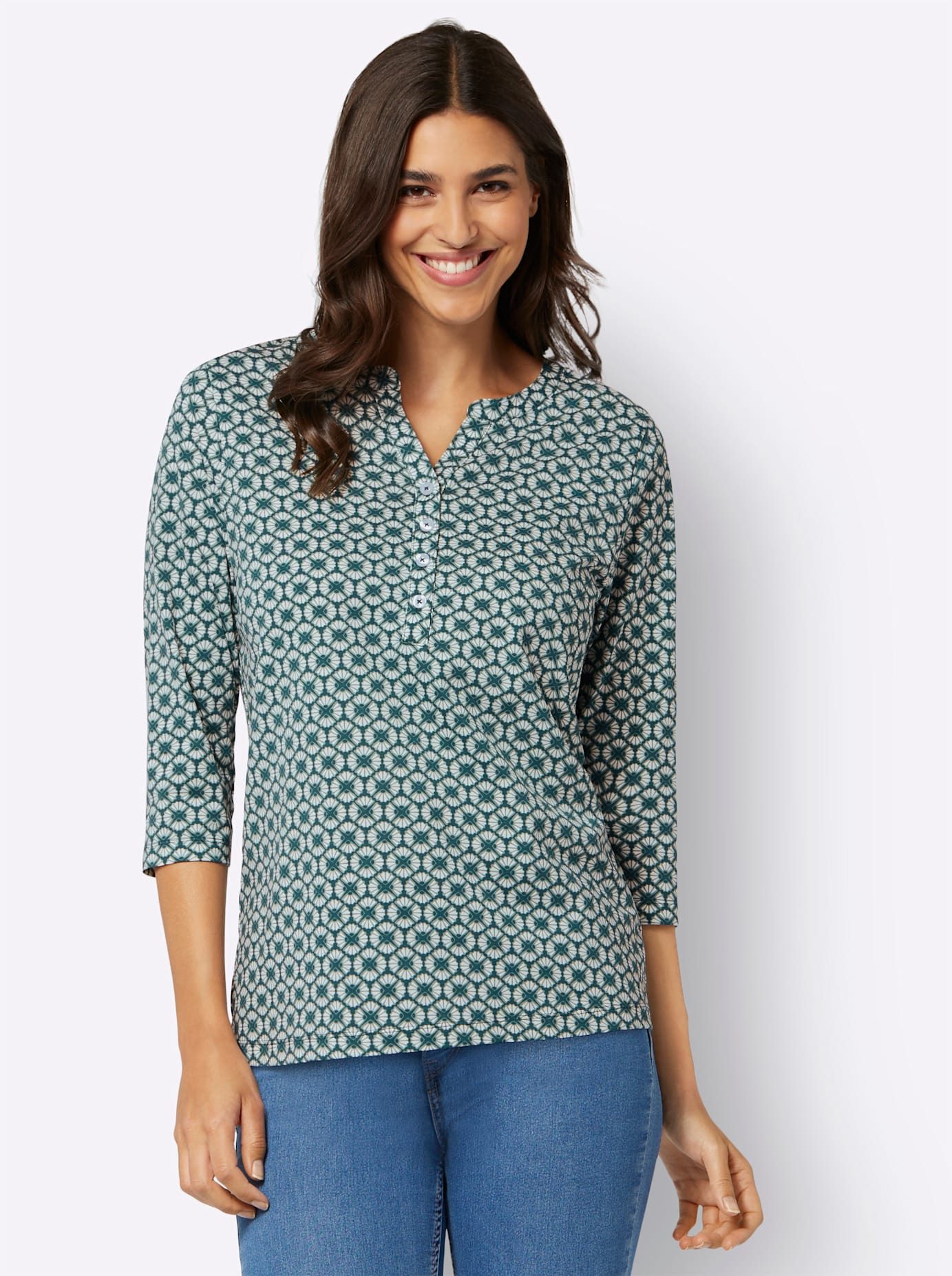 Classic Basics Shirt met 3/4 mouwen Shirt met 3/4-mouwen (1-delig) dames shirts maat 38 blauw