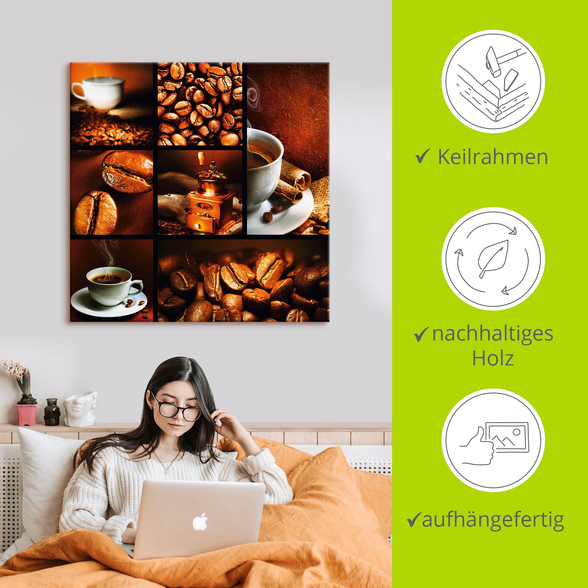 Artland Artprint Koffie collage als artprint op linnen, poster, muursticker in verschillende maten