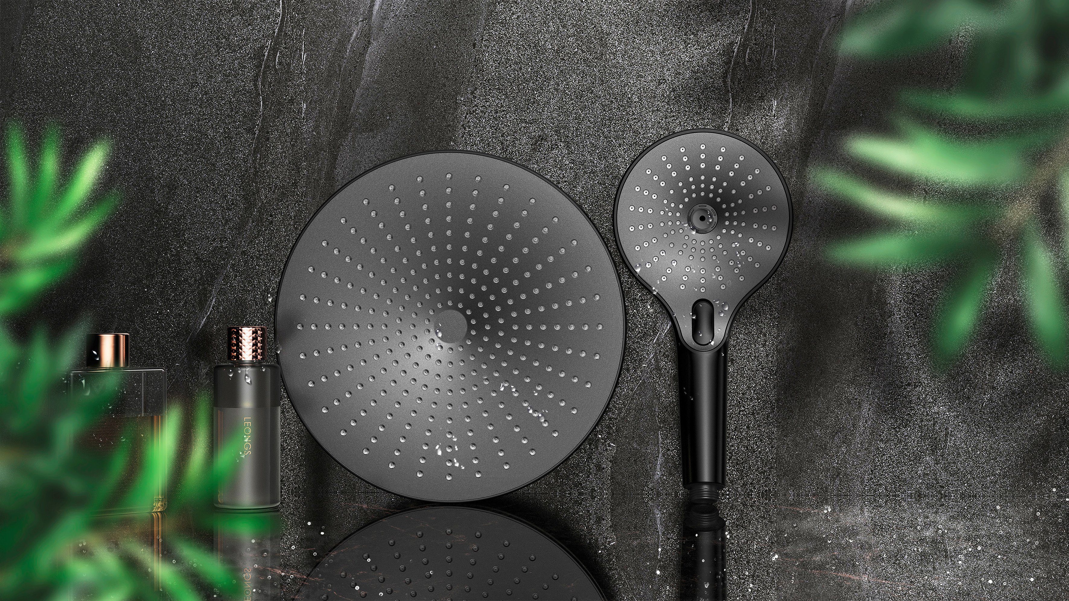 WENKO Handsproeier Ultimate Shower Zwart/grijs, Ø 13 cm (1-delig)