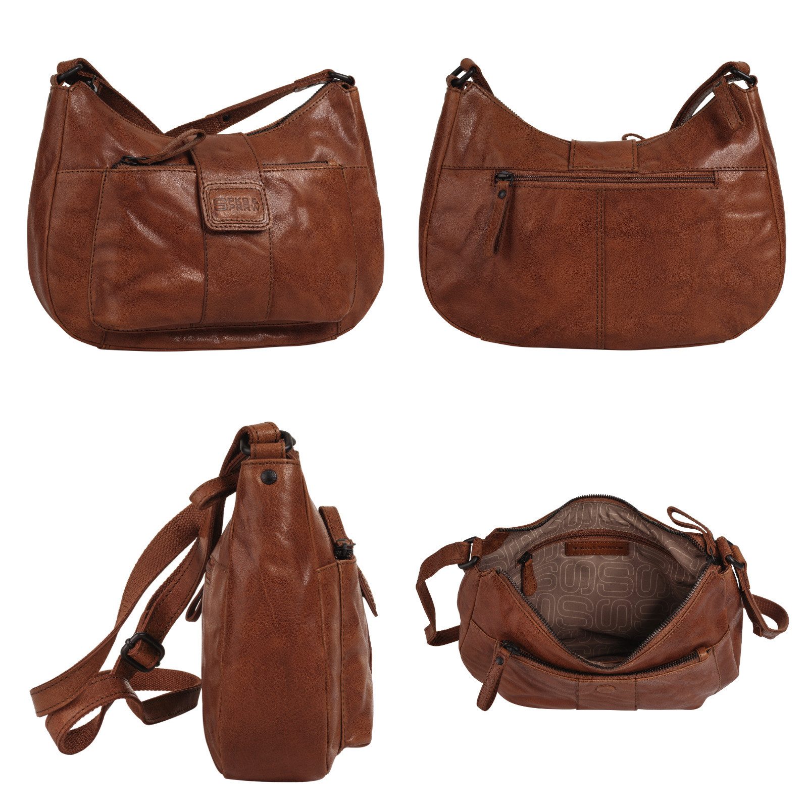 Spikes & Sparrow Schoudertas echt leder