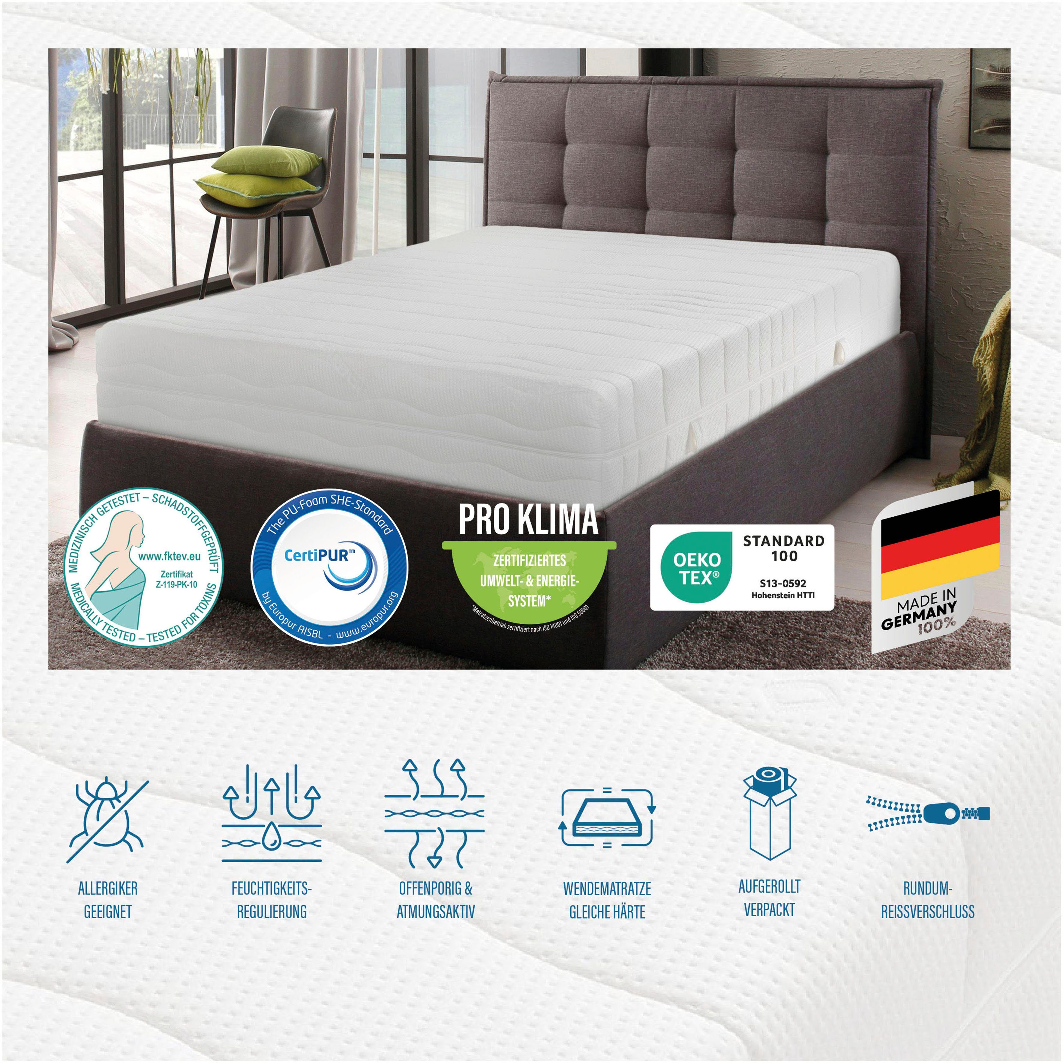 Beco Comfortschuimmatras Matras gigant trio KS, luxe-matrashoogte, in diverse afmetingen hoogte 30 cm