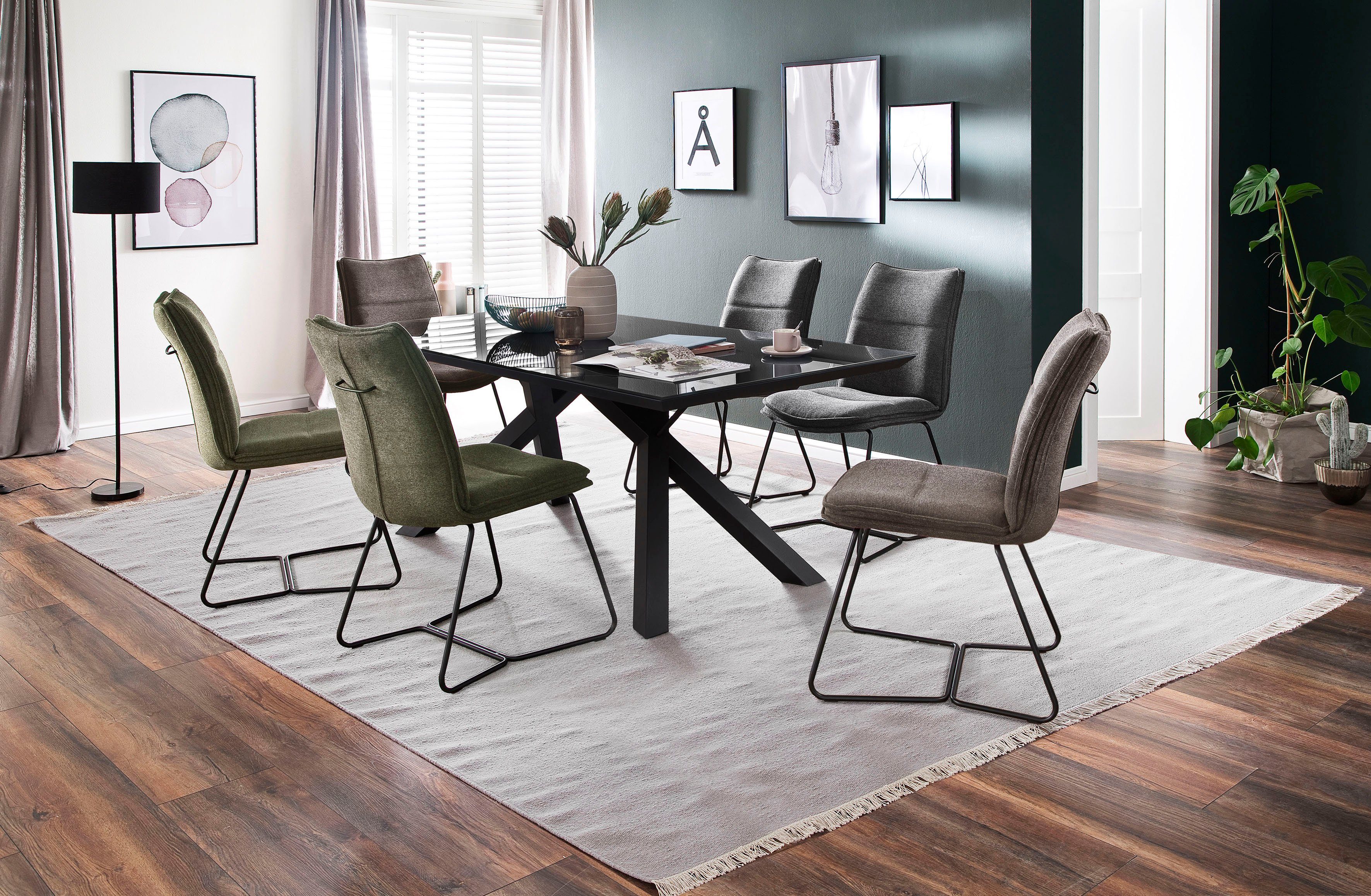 MCA furniture Eettafel Everett, TOPSELLER! met glazen blad, modern, onderhoudsvriendelijk, metalen frame