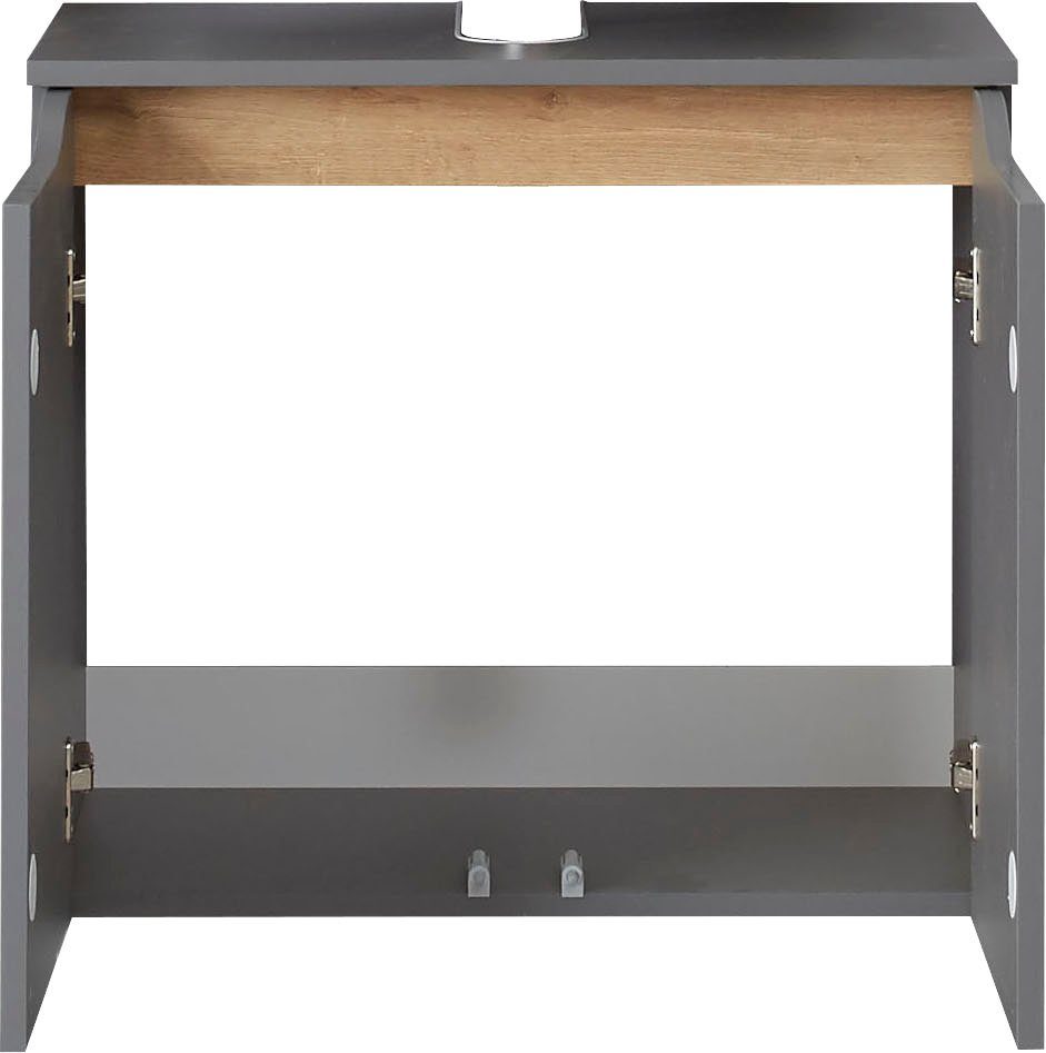 Saphir Wastafelonderkast Quickset onderkast, 60 cm breed, 2 deuren Wastafelonderkast met sifonuitsparing, zonder wasbak, greeploos