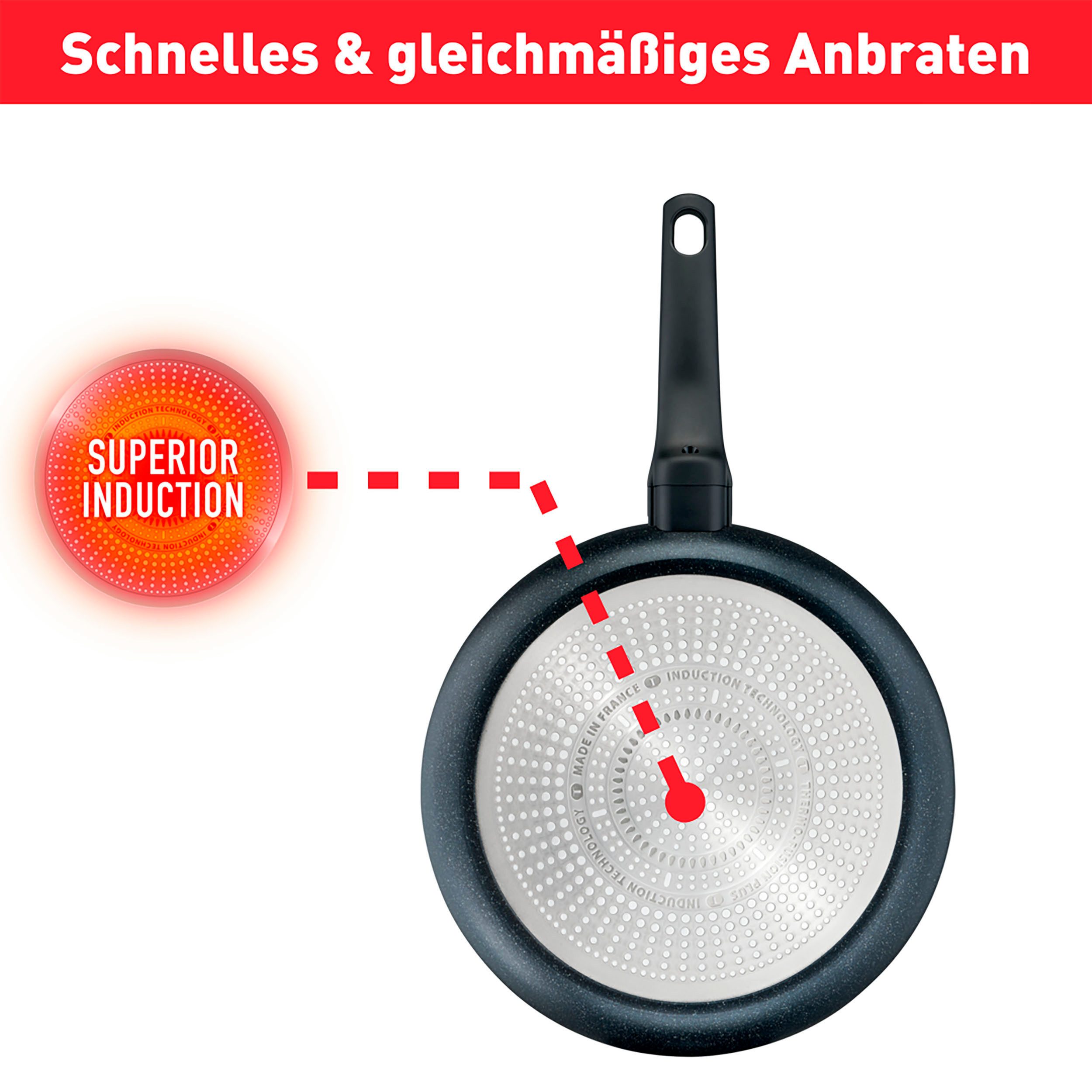 Tefal Koekenpan G28102 Black Stone Ø 20 cm Mineralia+ anti-aanbakverzegeling, thermo-signaal, inductiegeschikt