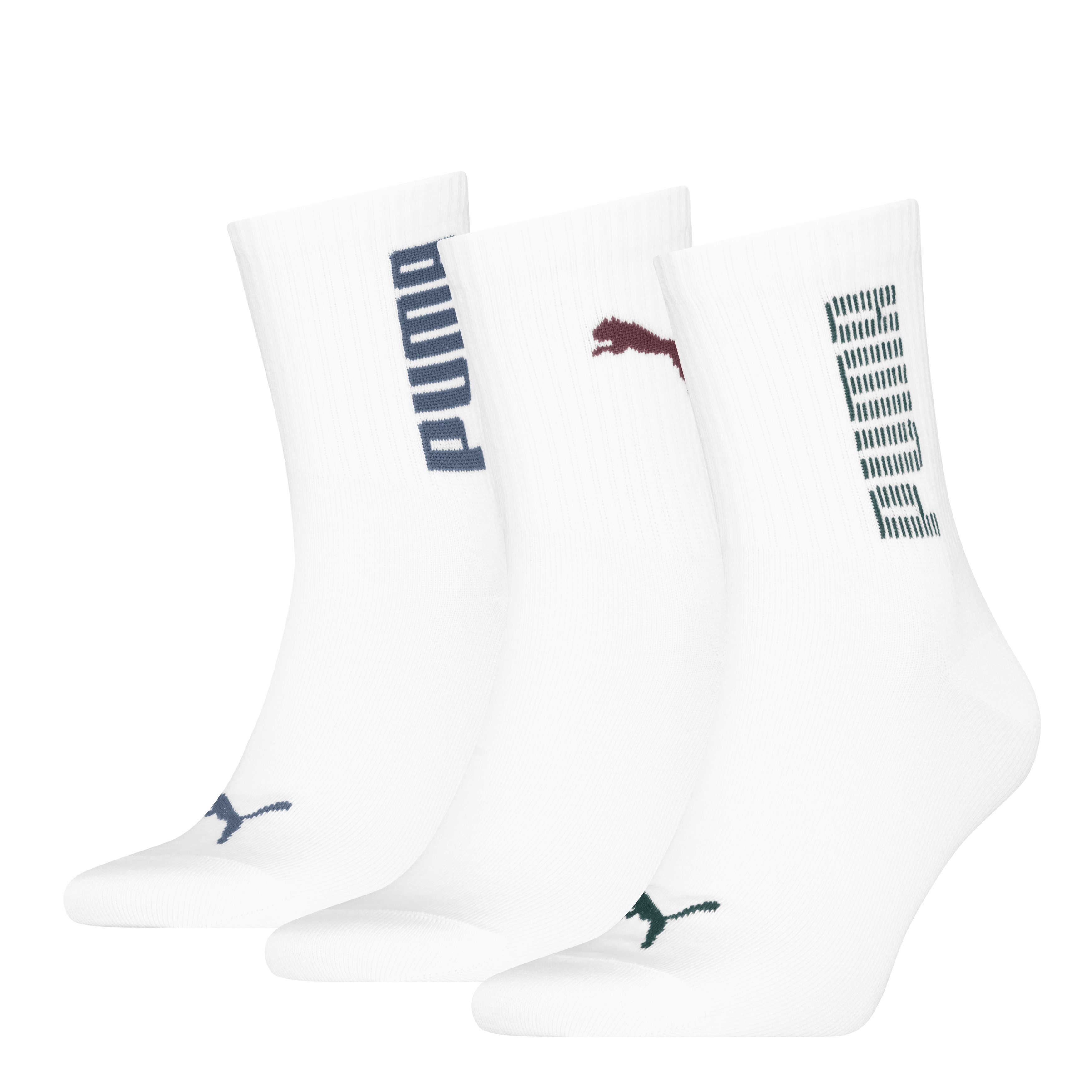 PUMA Sokken PUMA UNISEX RIB LOGO SHORT SOCK 3P (Set van 3) heren sokken maat 43-46 wit