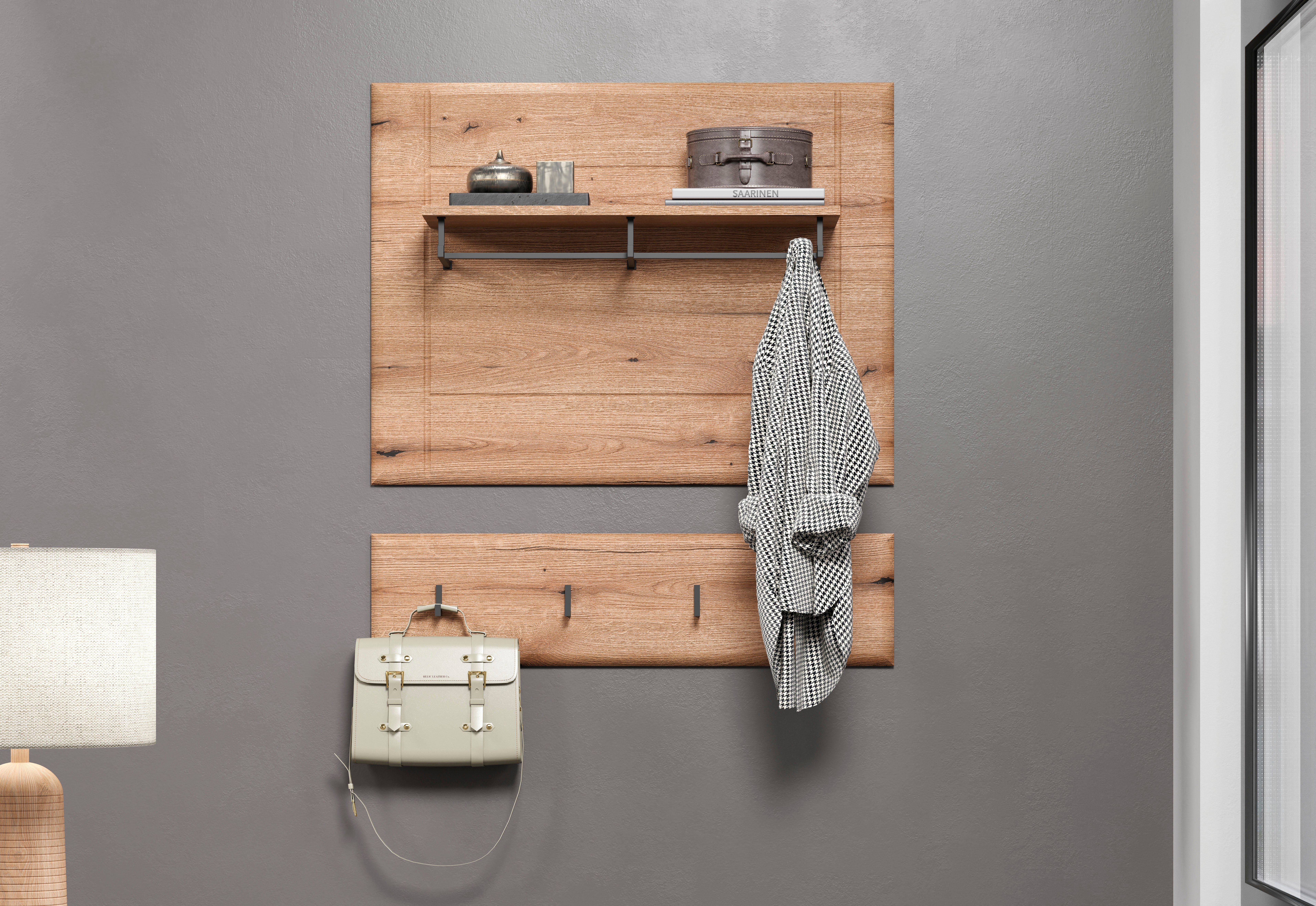 INOSIGN Wandrek Graz Afmetingen (B/H/D in cm): (91/70/26) - kleur: wit hoogglans en eik (1 stuk)