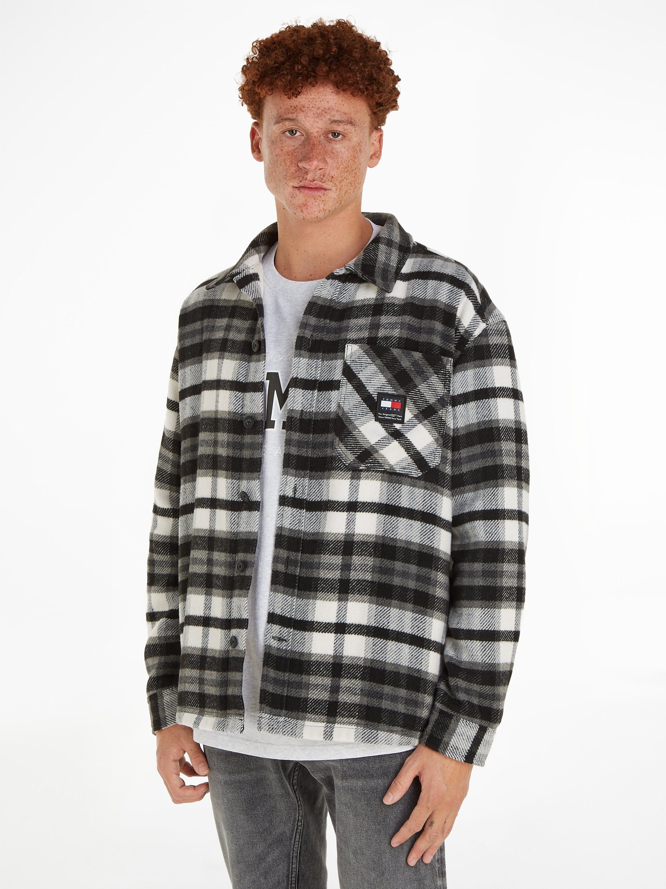 Tommy Jeans Plus Fleecehemd TJM FLEECE LINED CHECK SHIRT EXT