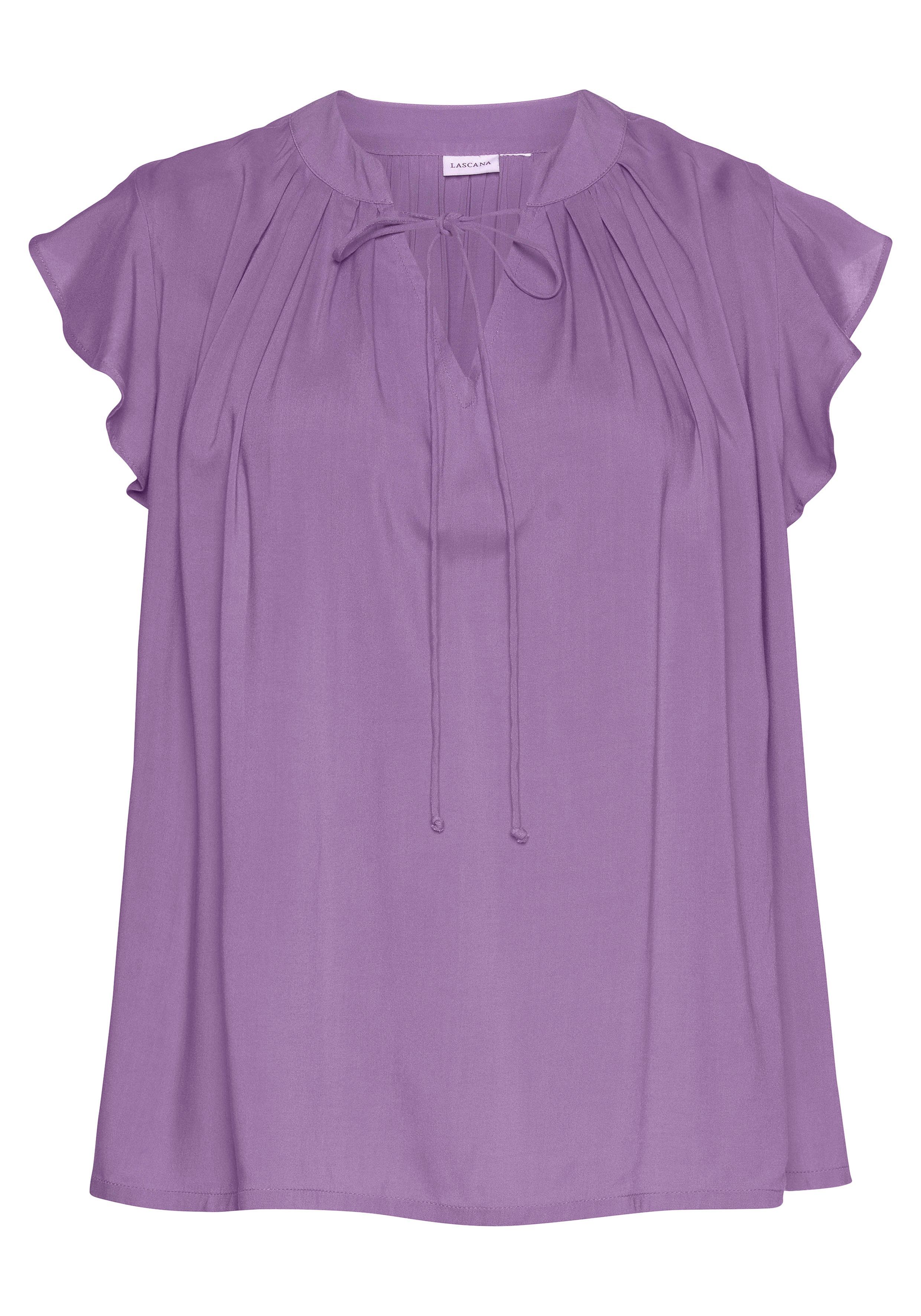 Lascana Blouse zonder sluiting met ruches-mouwen, korte mouwen blouse, elegant