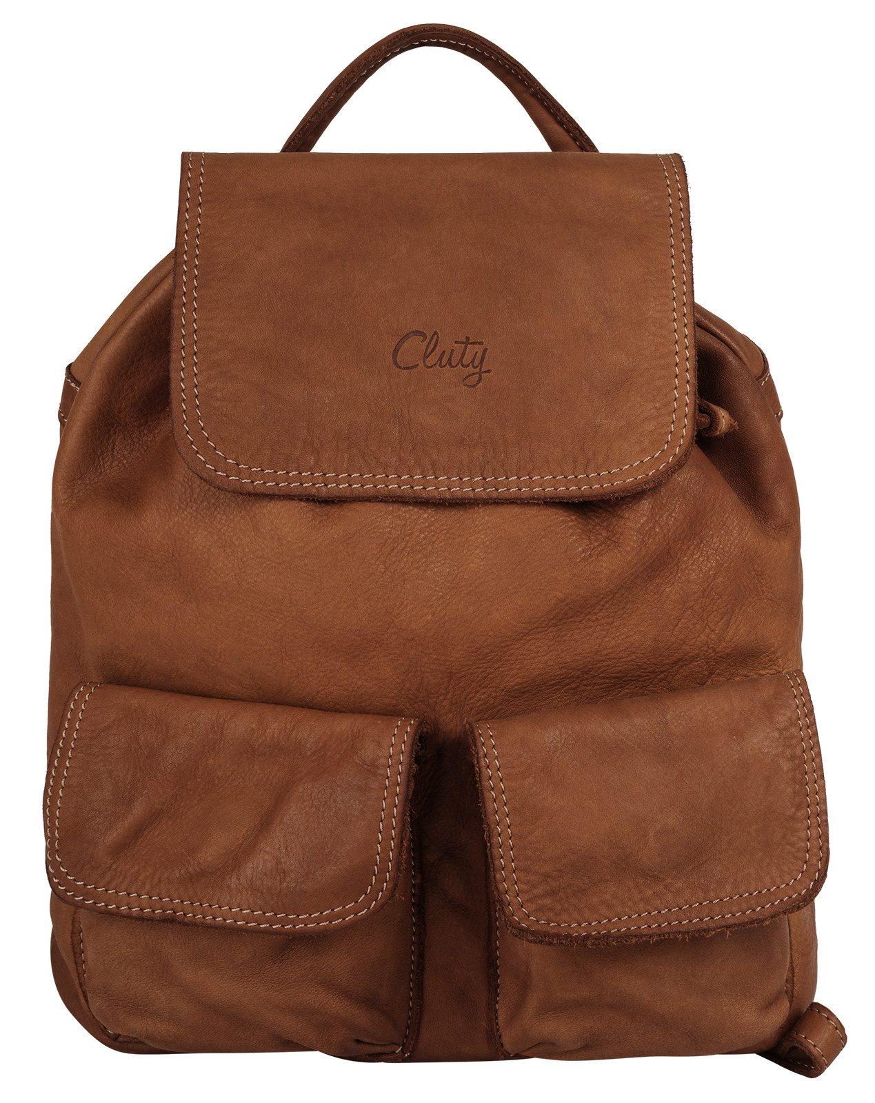 Cluty Rugzak echt leer, made in italy dames rugzakken maat onesize bruin
