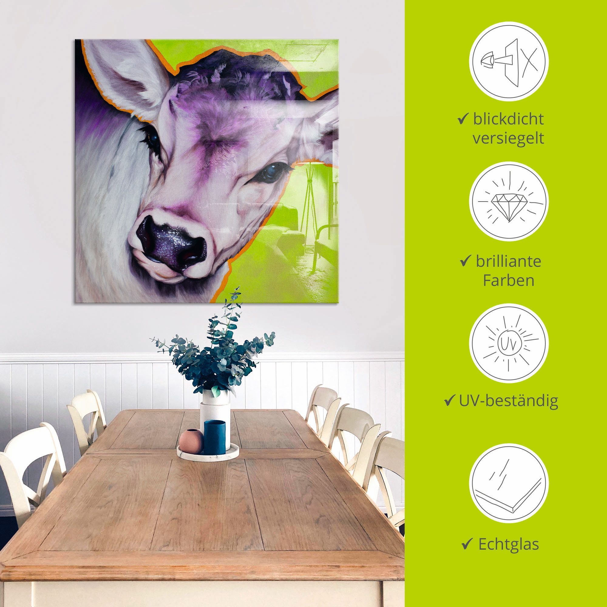 Artland Print op glas Koe Pretty Betty in verschillende maten