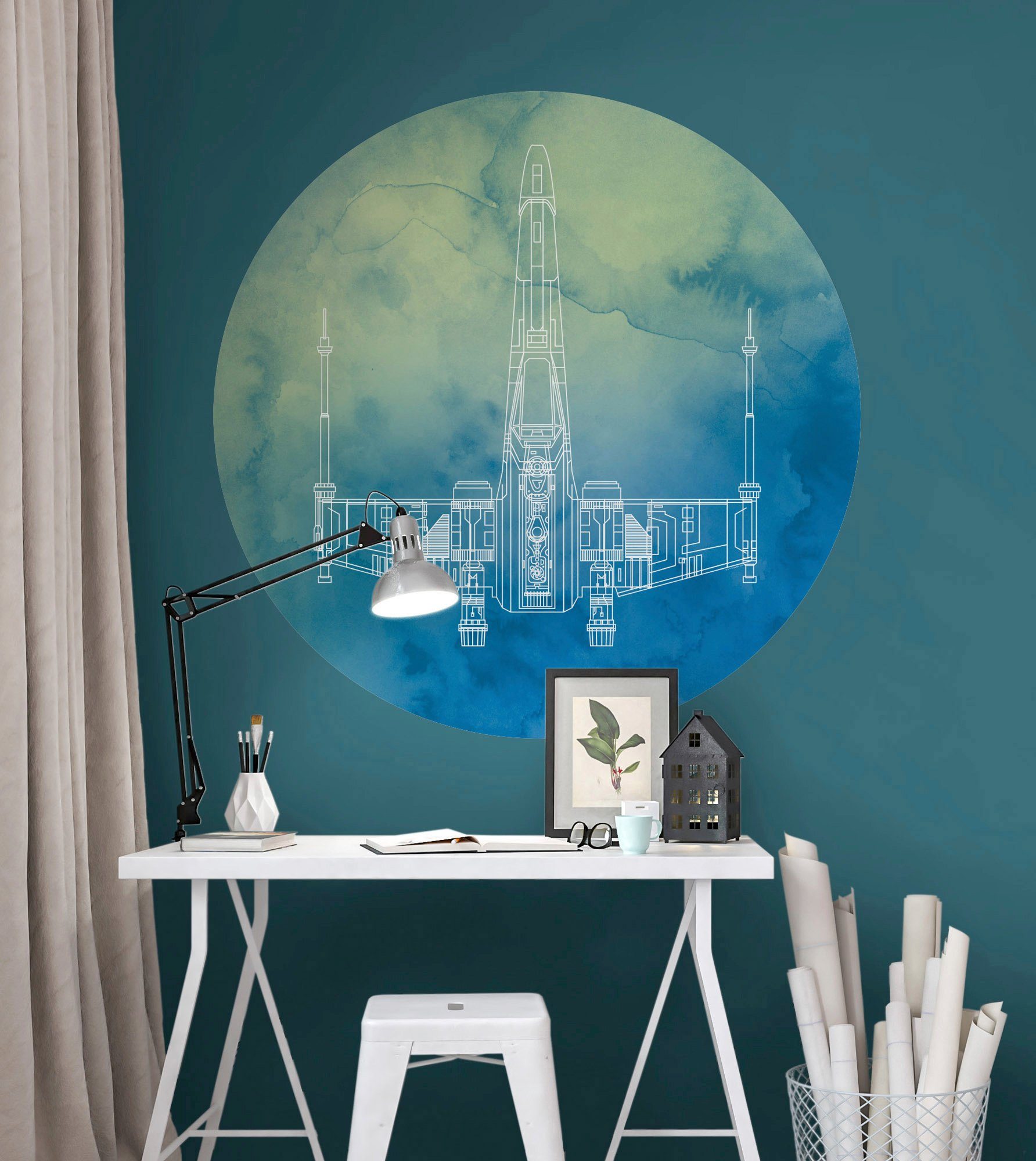 Komar Fotobehang Zelfklevend vlies - Star Wars X-Wing - Afmeting 125 x 125 cm