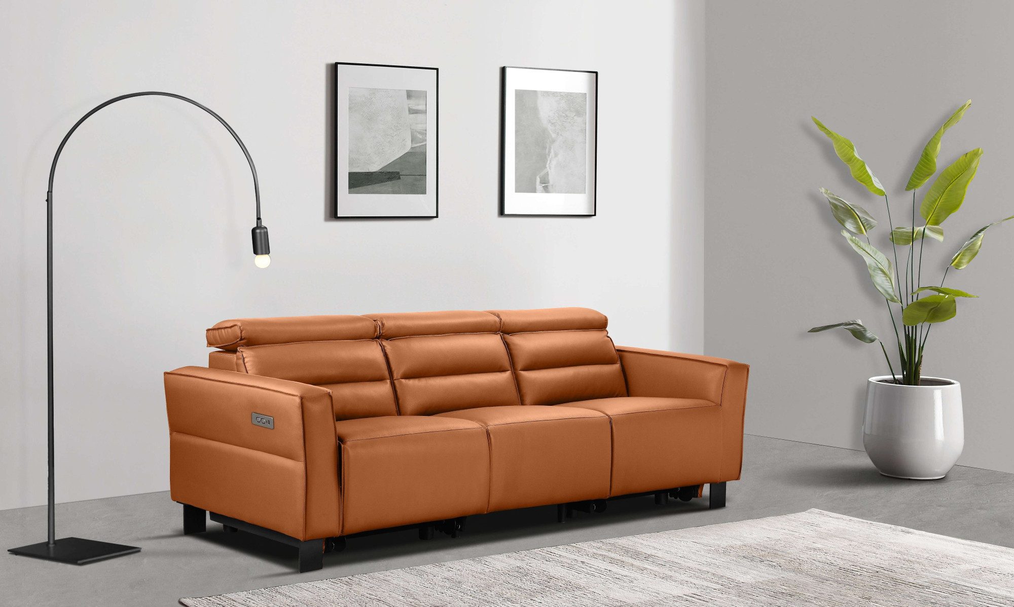 Places of Style 3-zitsbank Carpari, 224 cm, handmatige of elektrische relaxfunctie in 2 zitplaatsen