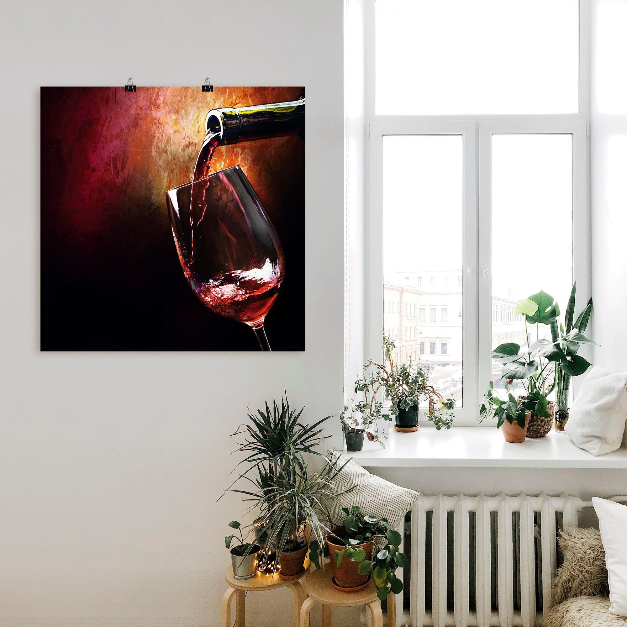 Artland Artprint Wijn - rode wijn als artprint van aluminium, artprint voor buiten, artprint op linnen, poster, muursticker