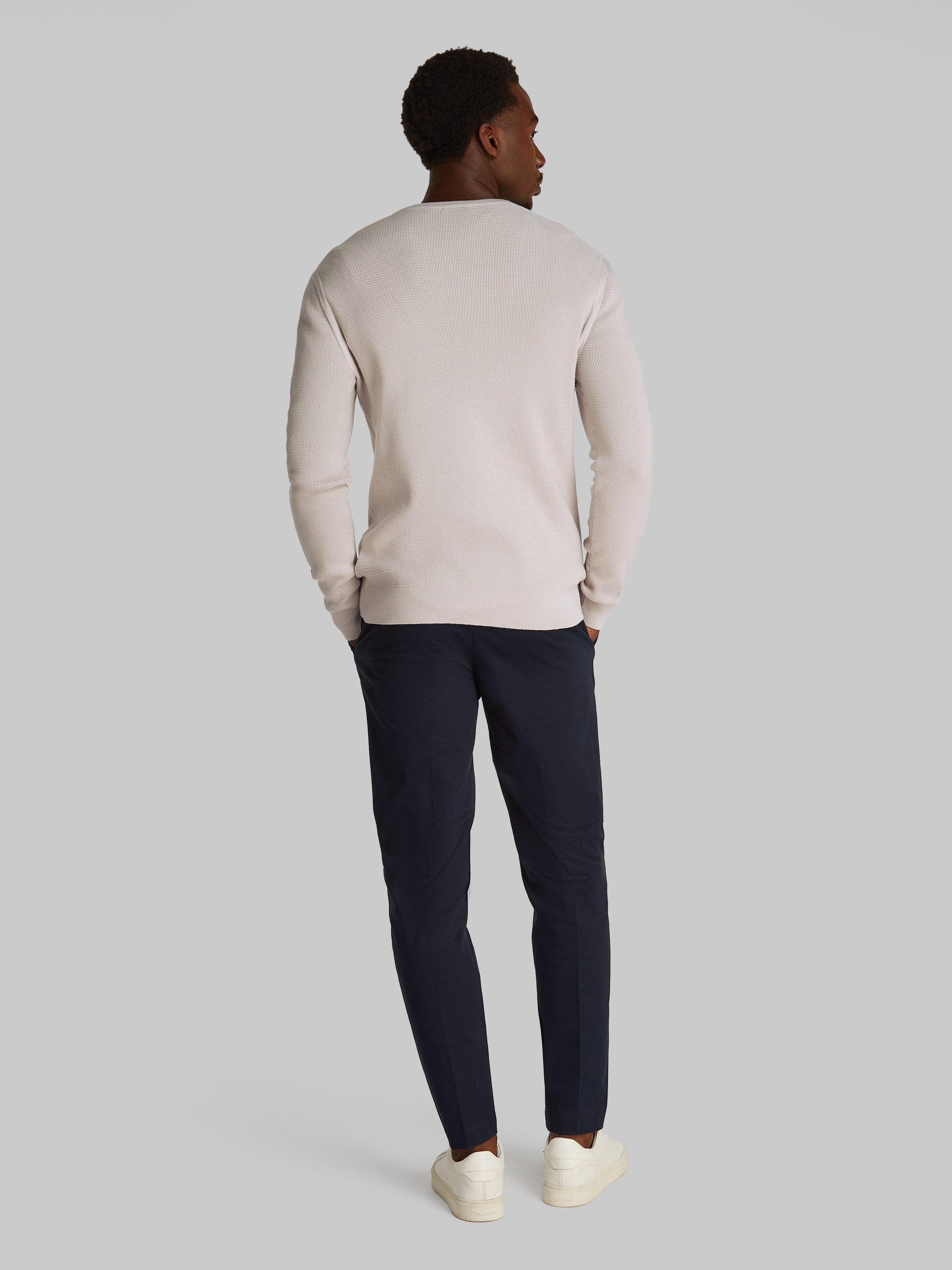 Calvin Klein Trui met ronde hals MICRO WAFFLE TEXTURE CN SWEATER