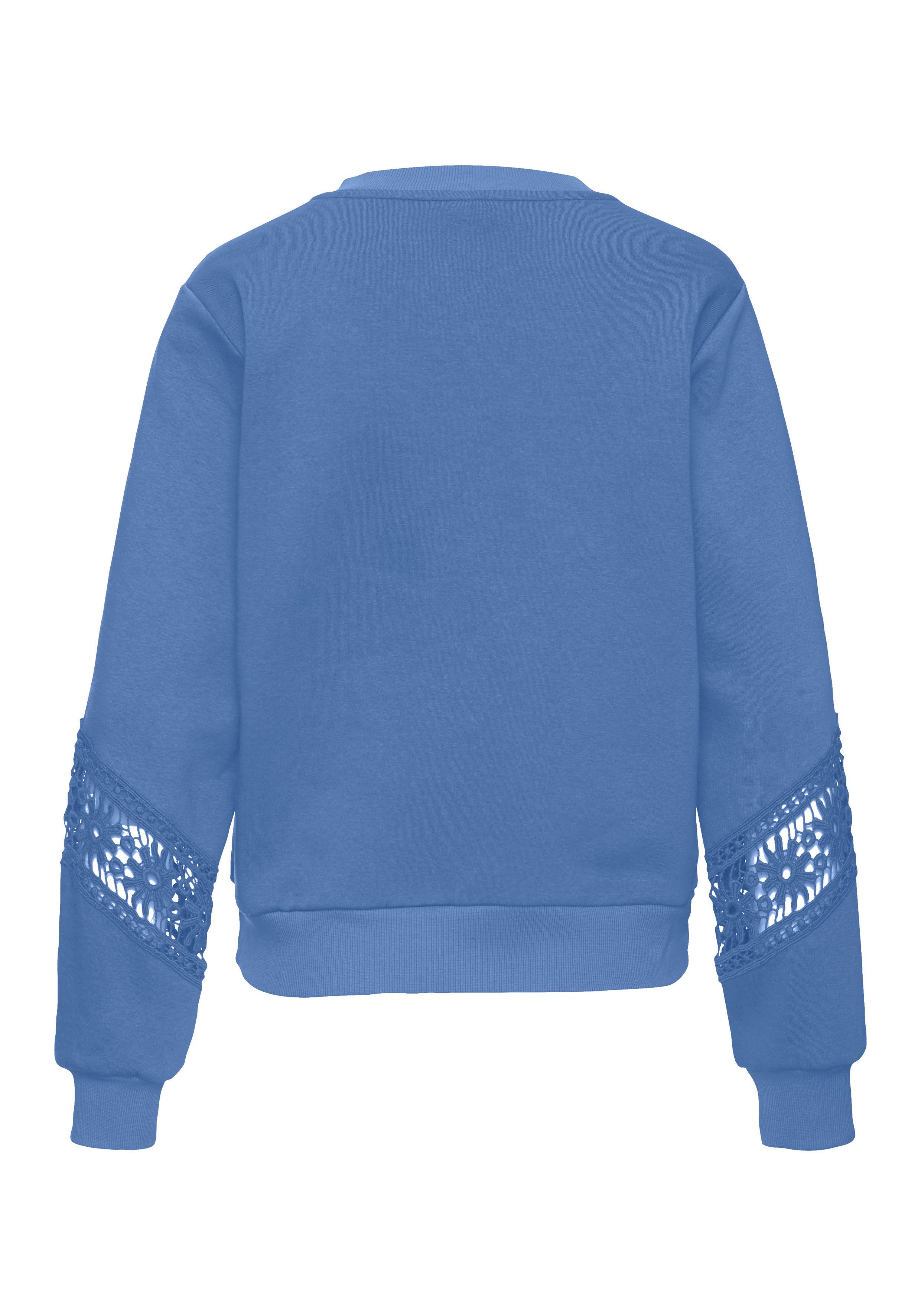 Vivance Sweatshirt met kanten inzetstukken op schouder en mouw