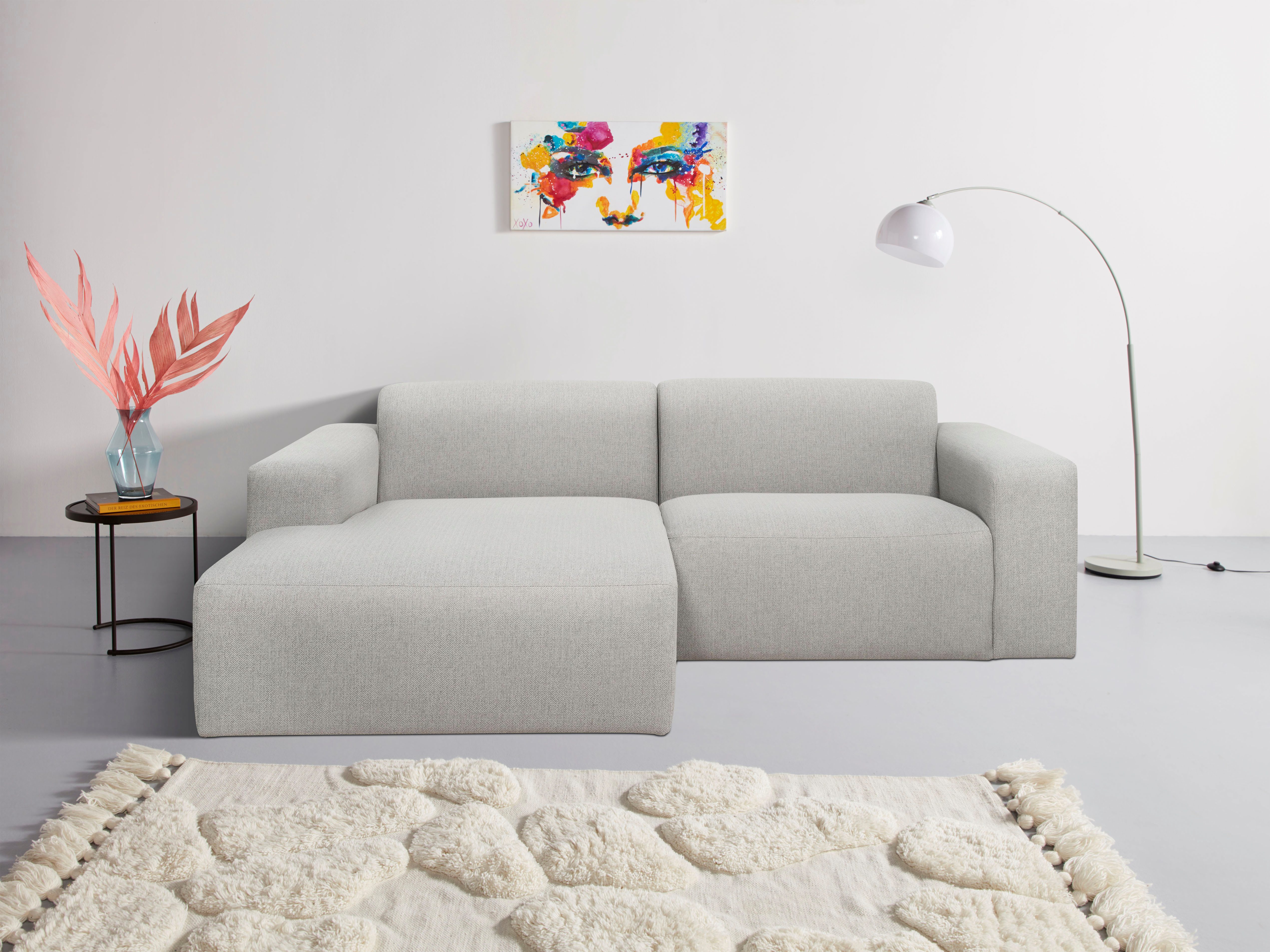 INOSIGN Hoekbank Koa, 228 cm, L-vorm, modulair bankstel, webstof, cord bruin, hoekbanken, Recamiere links