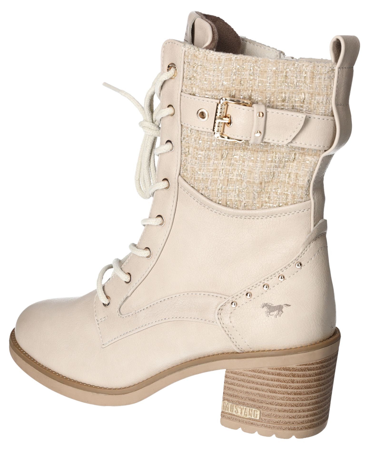Mustang Shoes Winterlaarsjes Plateau enkellaars, veterschoenen met praktische binnenrits