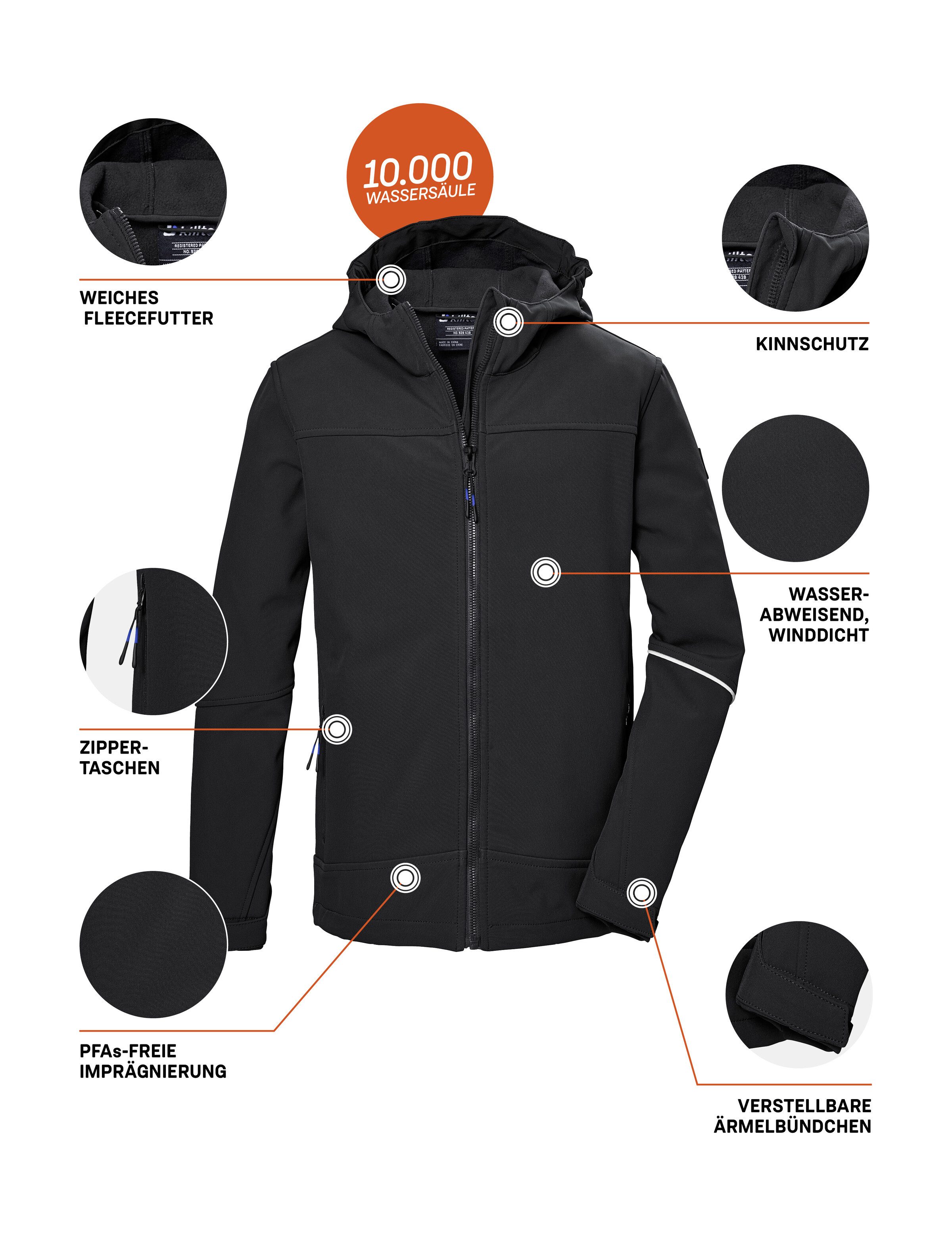 Killtec Softshell-jack KOS 143 BYS SFTSHLL JCKT Wind- en waterafstotende, ademende, PFAS-vrije kinderjas
