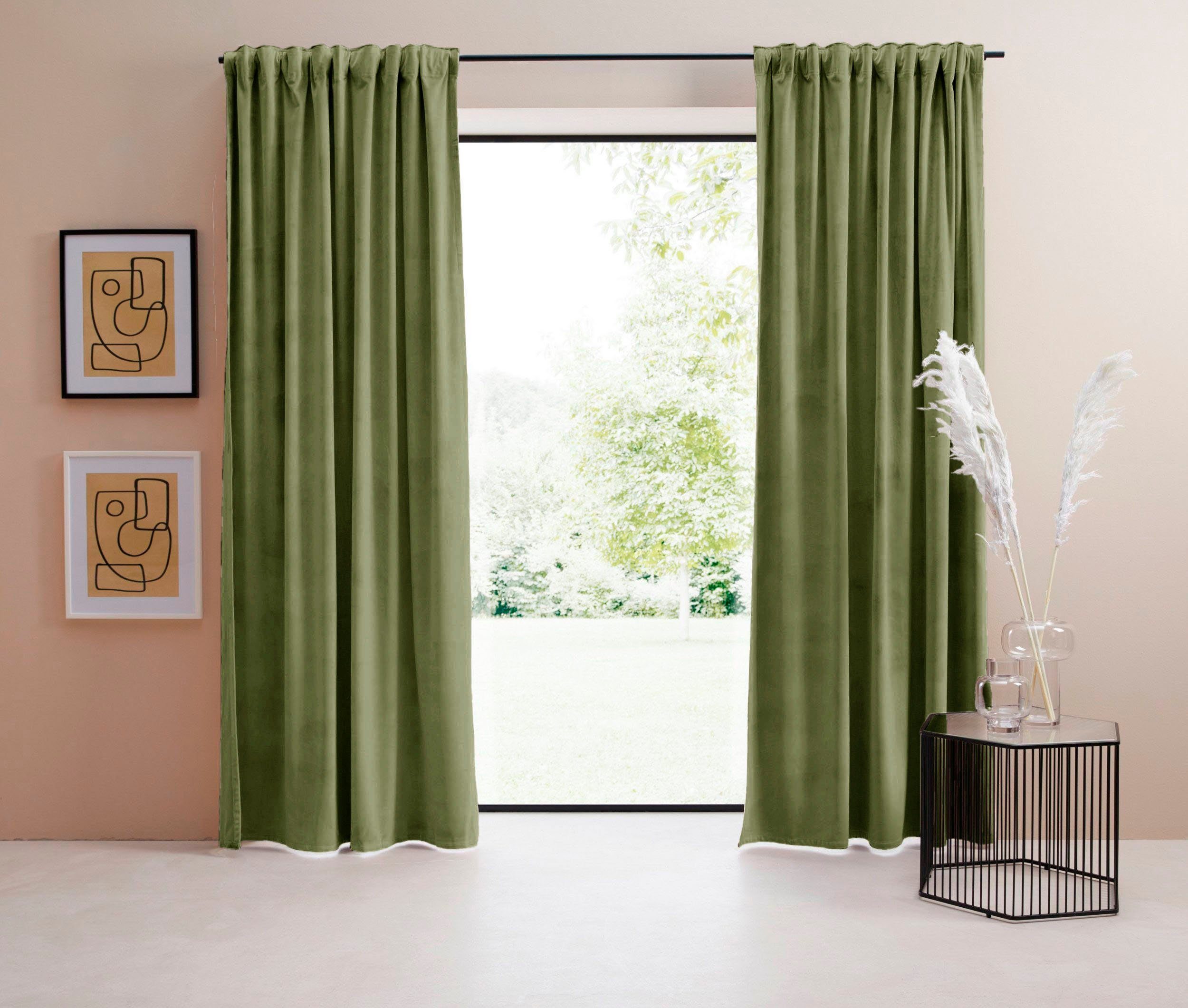 LeGer Home by Lena Gercke Gordijn Fluweel Ladina ondoorzichtig, geweven, verschillende maten, bestseller (1 stuk) kant & klaar gordijnen maat 4 groen