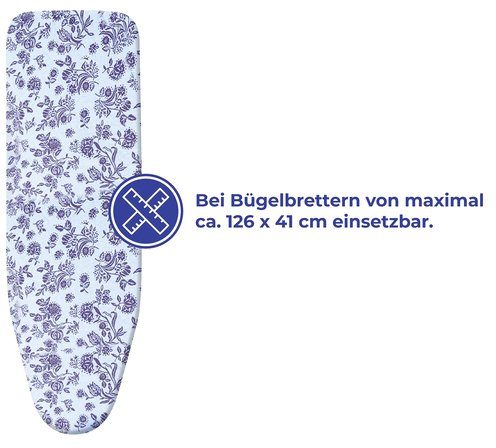 Maximex Strijkplankhoes Model Keramiek M Bloem Strijktafelhoes met hitte-reflectie en padding, tot 126 x 41 cm