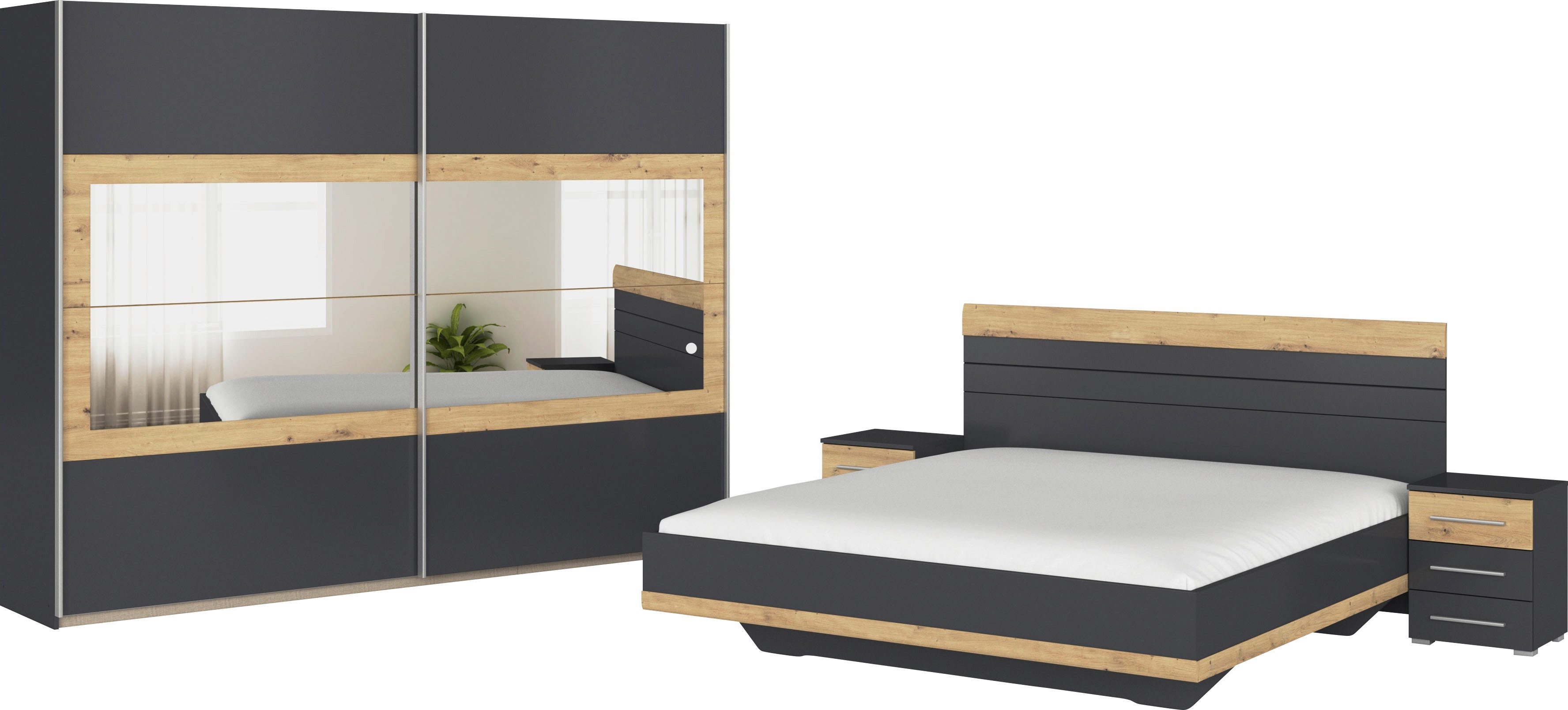 Rauch Slaapkamerserie Tarragona Kast in 3 breedtes, bed in 2 breedtes, 2 nachttafels MADE IN GERMANY (set)