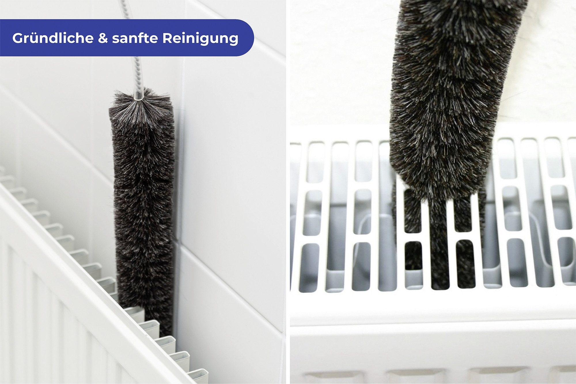 Maximex Schoonmaakborstel Radiatorborstel van geitenhaar 50 cm extra lang, zachte reiniging van de kleinste tussenruimtes aan de radiator