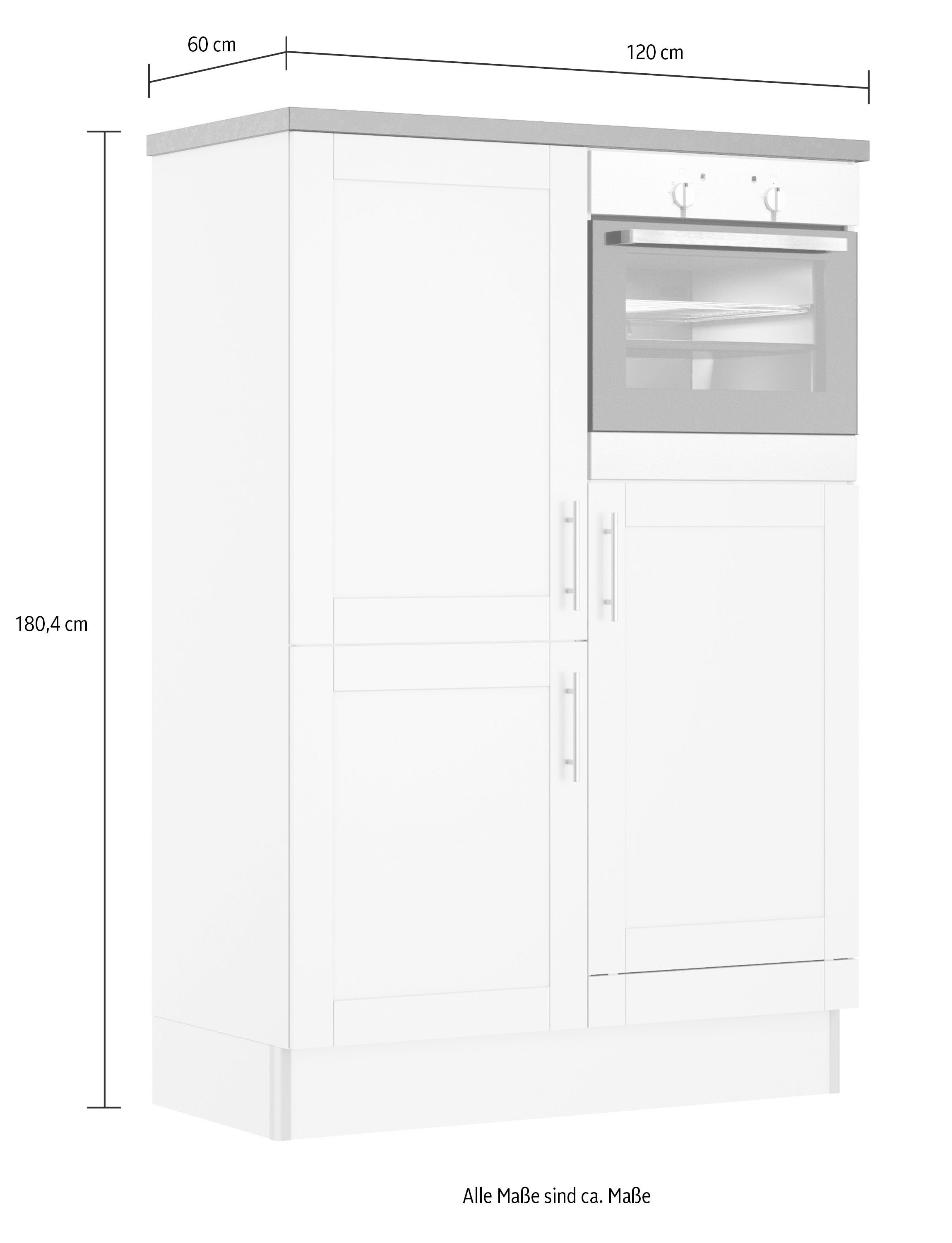 Kochstation Keuken KS-Ahus, Hoge kastmodule Breedte 120 cm, optioneel met elektrische apparaten, softclose functie
