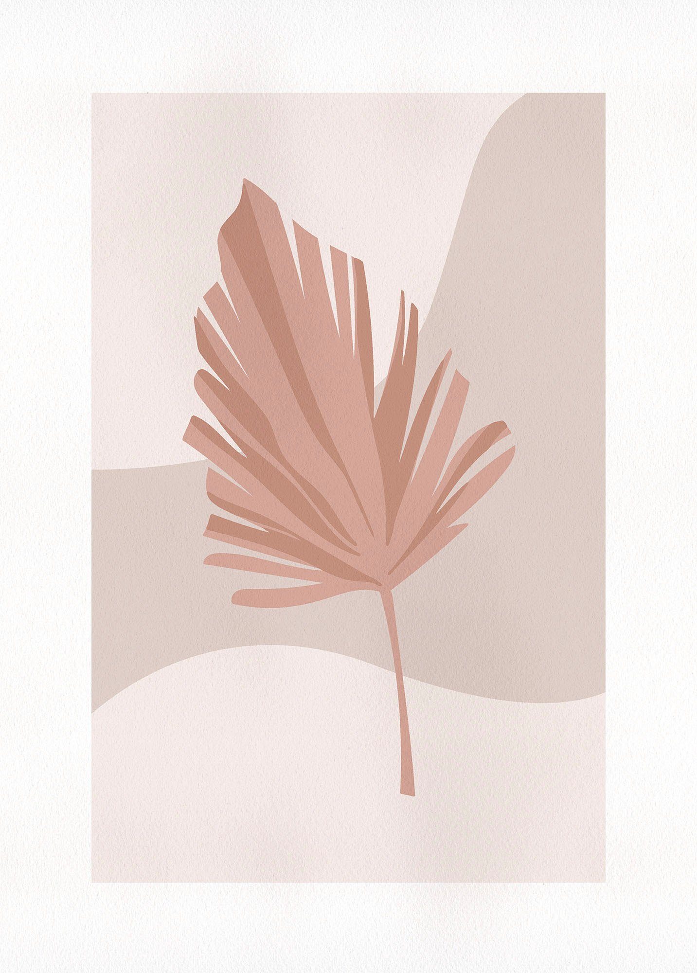 Komar Wanddecoratie Minimalist Leaf Lover Wanddecoratie - zonder lijst (1 stuk) foto schilderijen roze