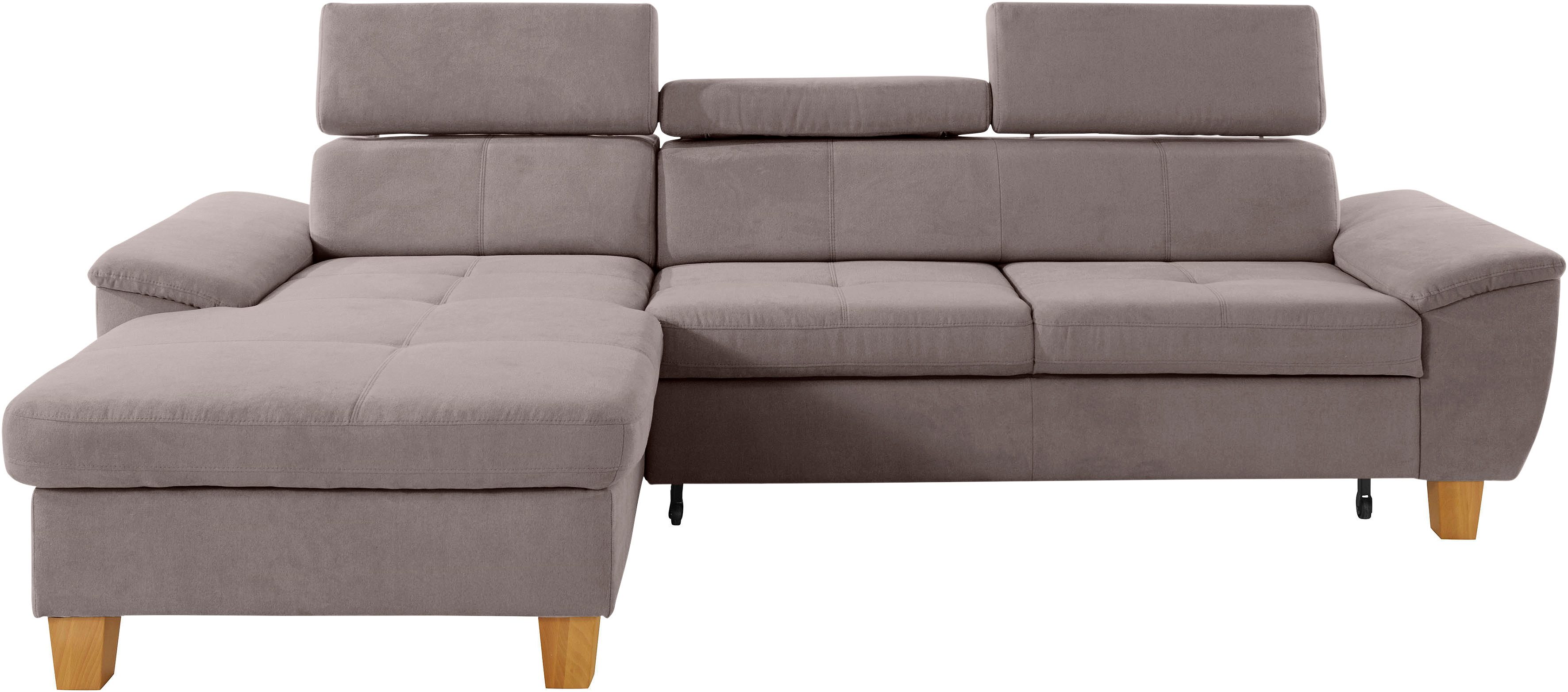 exxpo - sofa fashion Hoekbank Enya, uitgebreide afwerking, hoog zitcomfort, comfortabel, L-vorm inclusief verstelbare hoofdsteun, naar keuze met slaapfunctie en bedkist