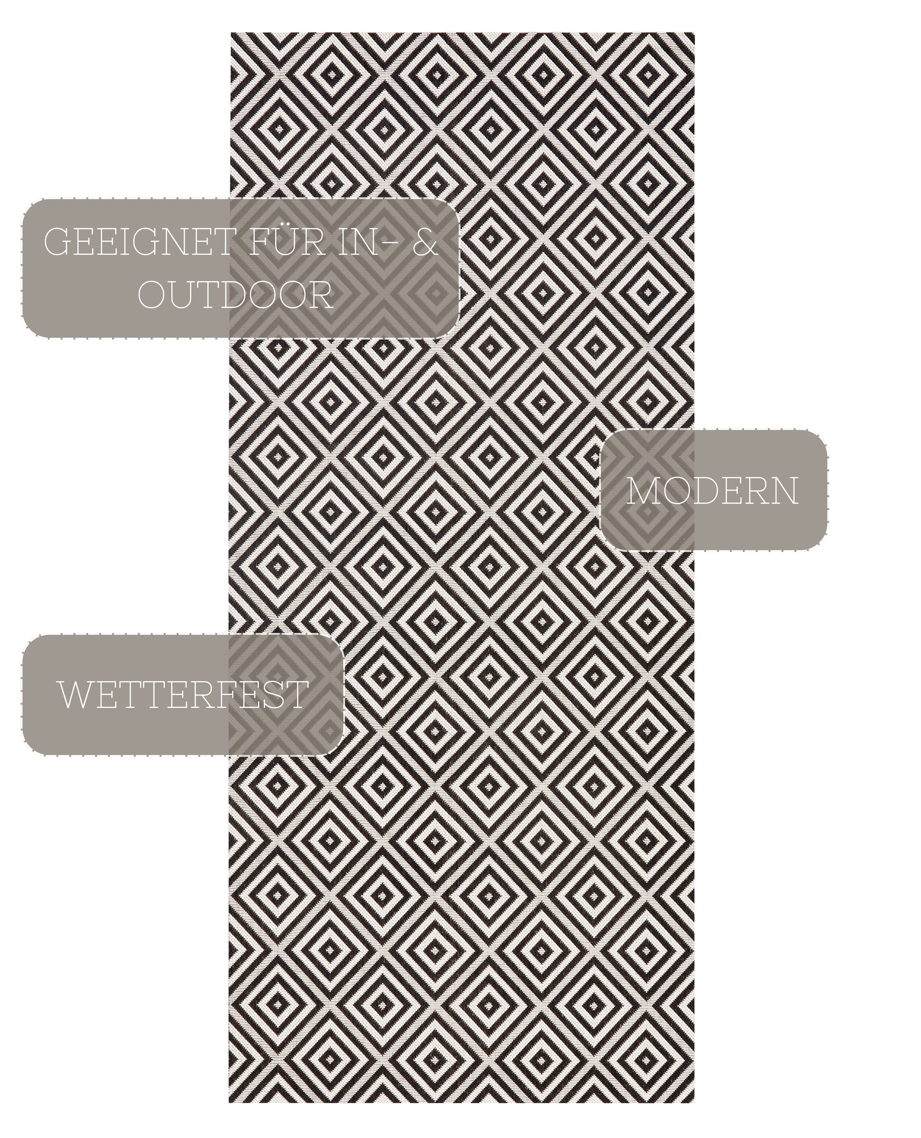 NORTHRUGS Vloerkleed Geruit Binnen- en buitengebruik, loper, weerbestendig, ruit, balkon, tuin, gang