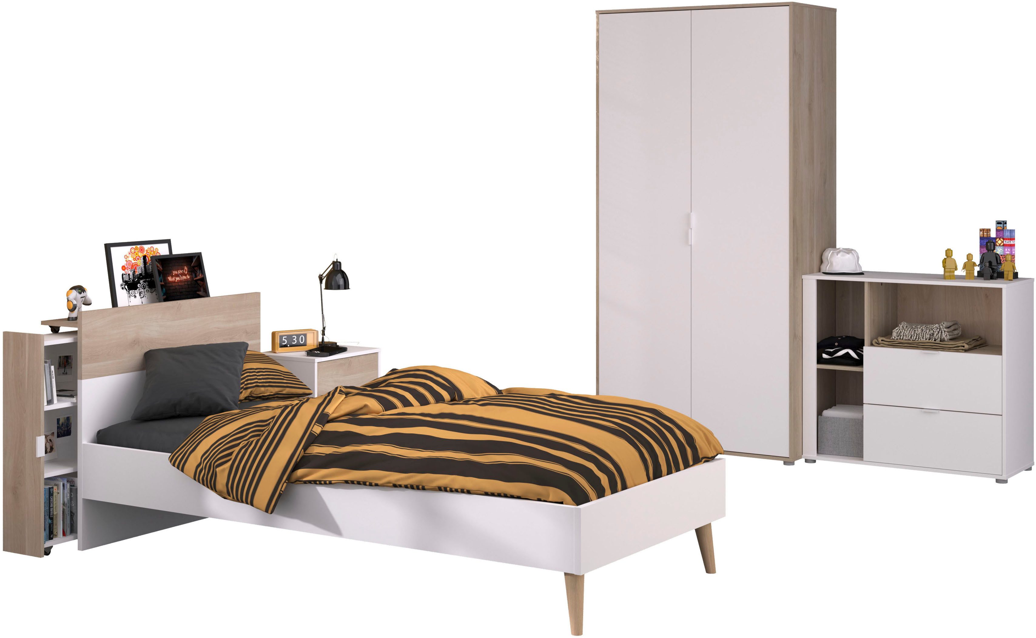 Parisot Tienerkamerset Aalborg 2 uittrekbaar rek aan het bed, veel opbergruimte, mooie uitstraling (set, 4-delig)