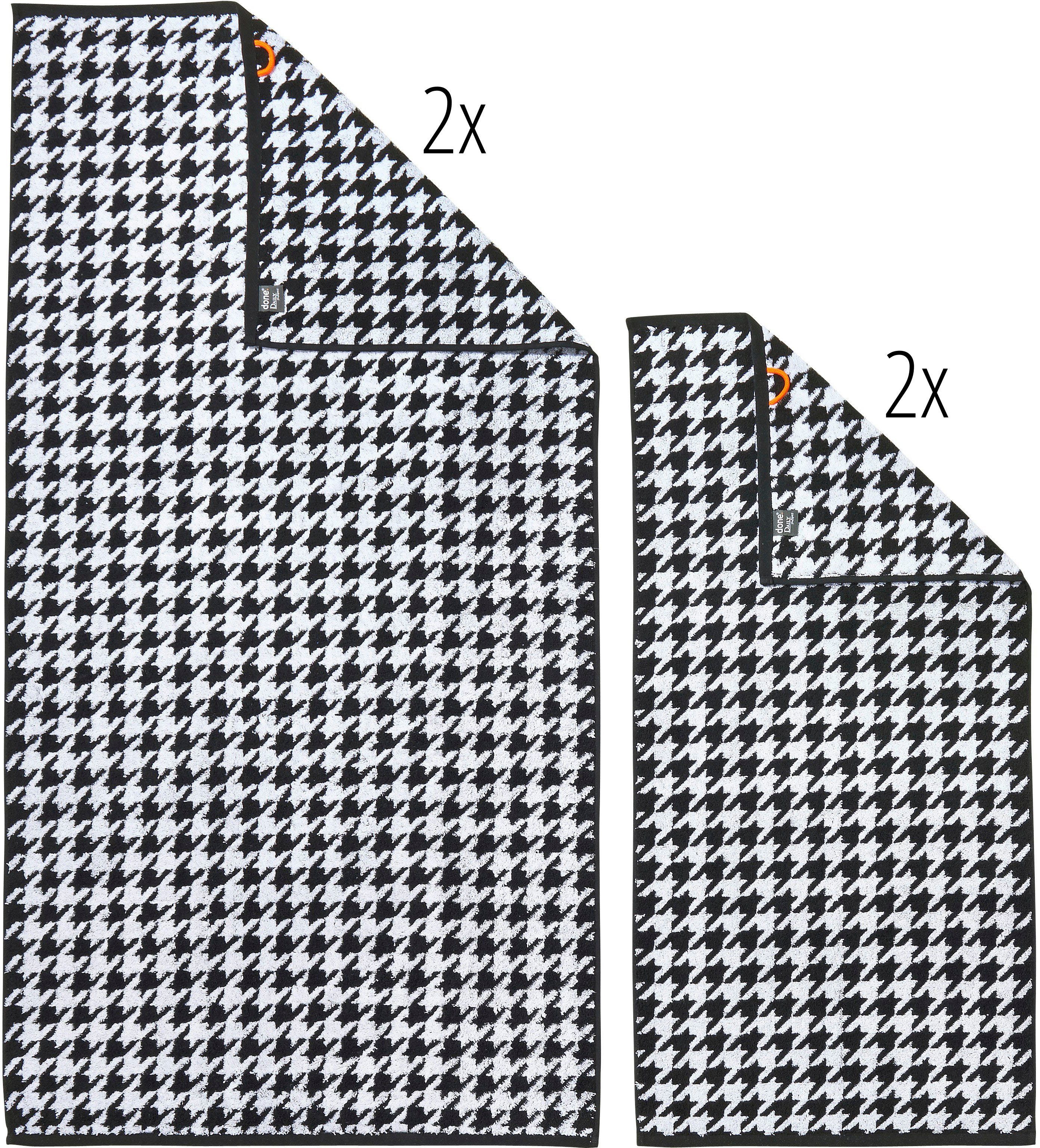 done.® Handdoekenset DAILY SHAPES BIRD 2x handdoeken & 2x douchehanddoeken, jacquardweefsel, modern patroon (set, 4 stuks)