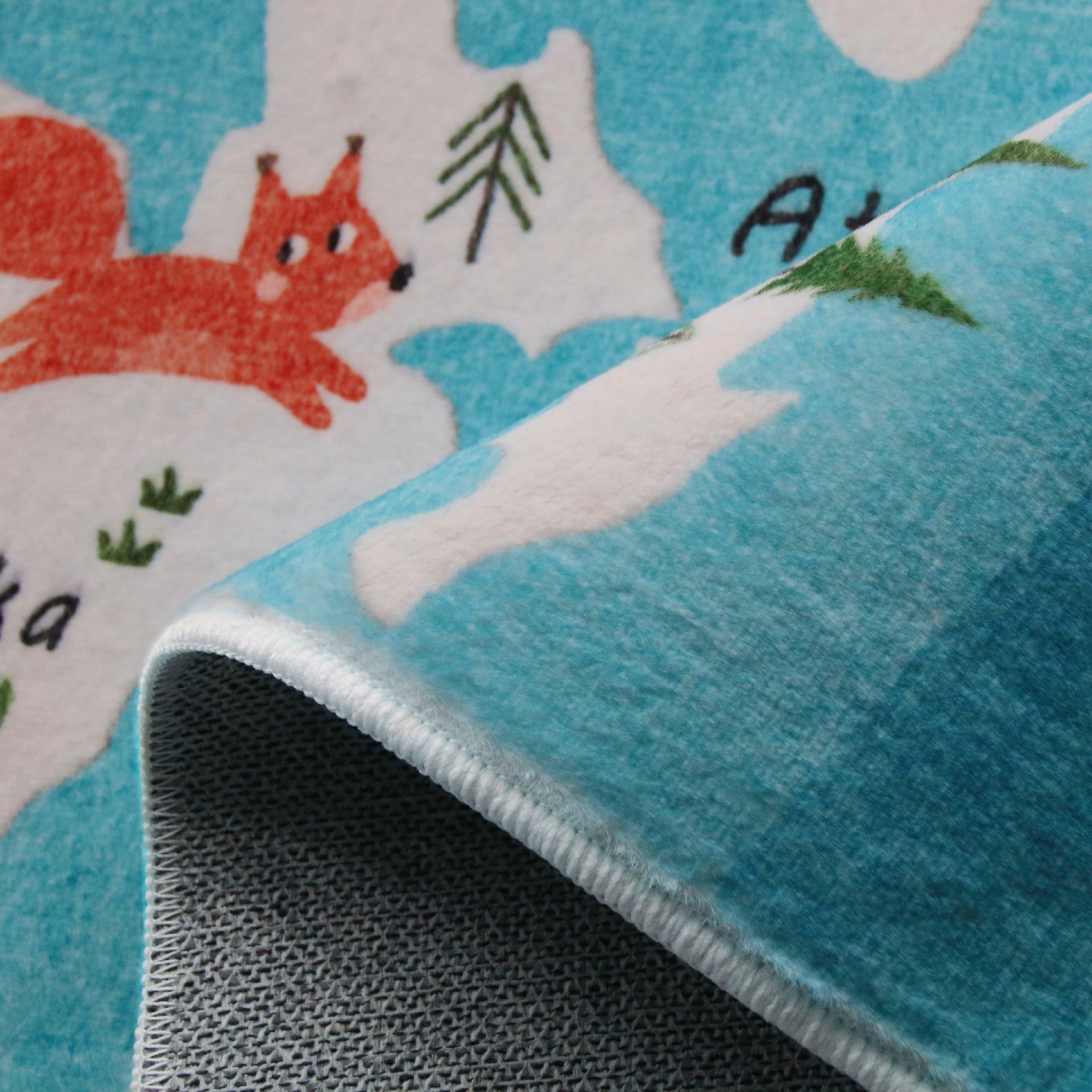 my home Kindervloerkleed Wereldkaart Dieren, zacht, modern ontwerp, kinderkamer, 2 kleurvarianten