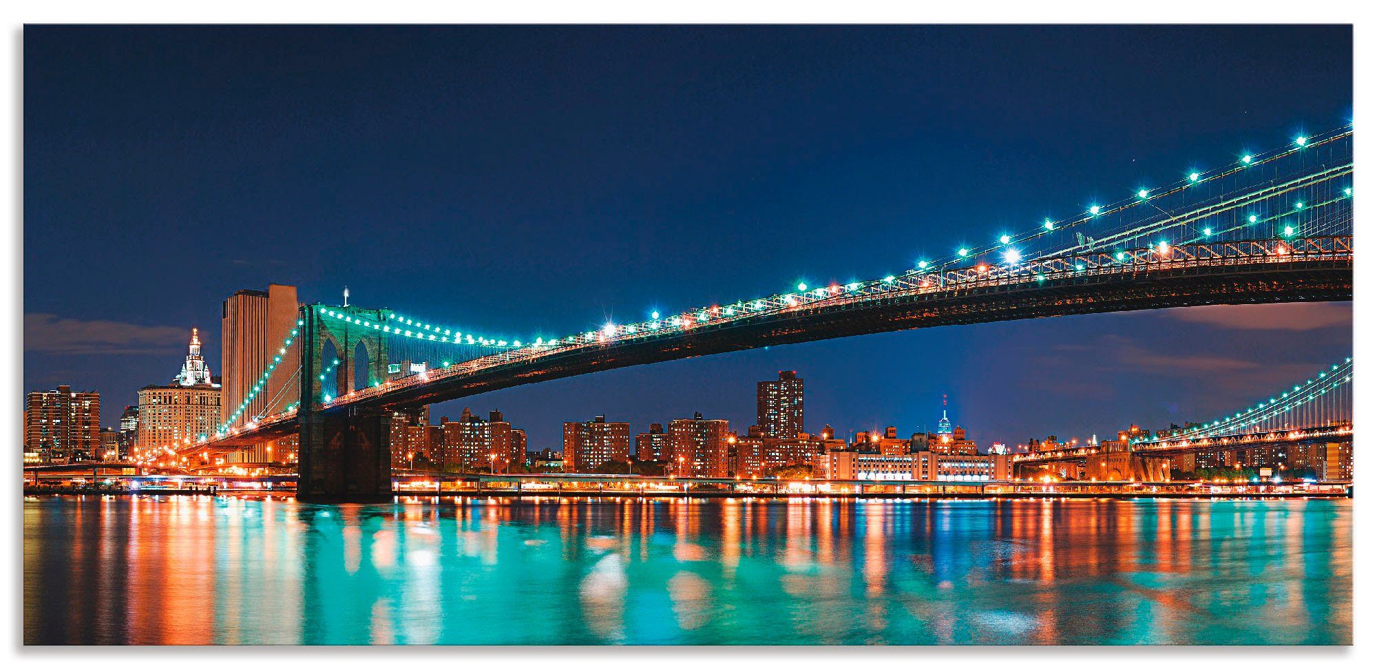 Artland Keukenwand New York skyline Brooklyn Bridge zelfklevend in vele maten - spatscherm keuken achter kookplaat en spoelbak als wandbescherming tegen vet, water en vuil - achter