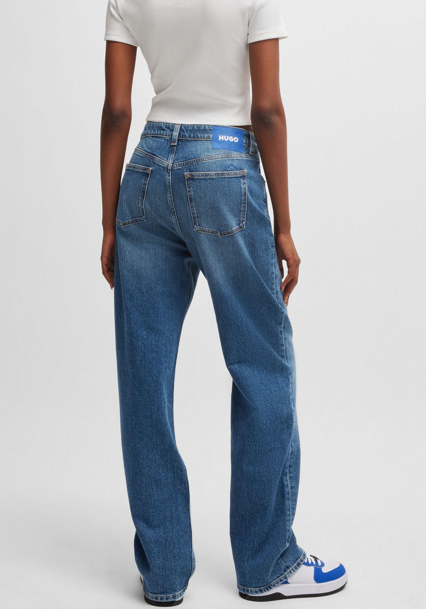 HUGO Blue Straight jeans Elyah Straight fit jeans met hoge taille, lange lengte 36