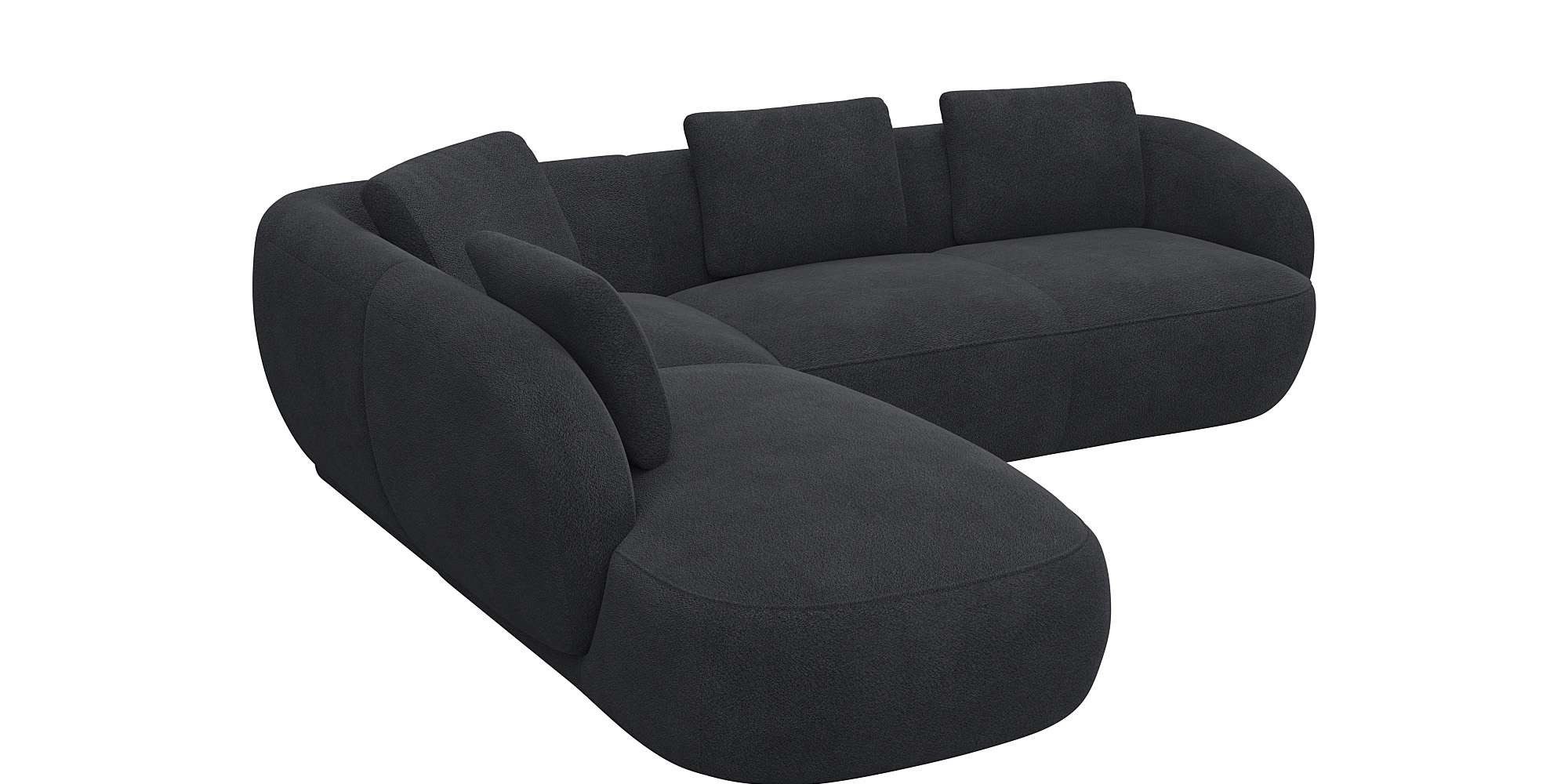 FLEXLUX Hoekbank Torino, rond, L-vorm, bankhoek met ottomane Modern, organisch bankontwerp, koudschuim, golfvering