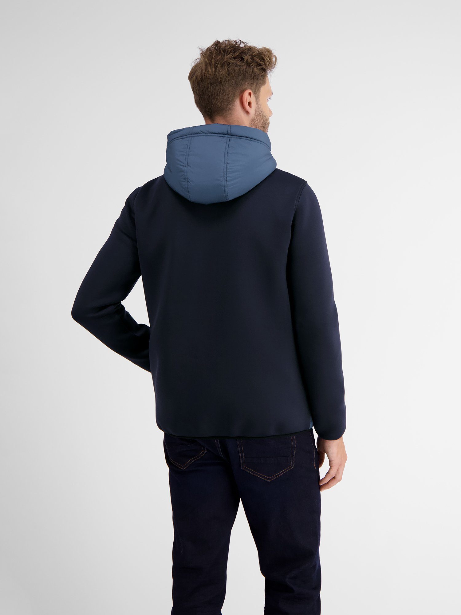 Lerros Sweatvest LERROS sweatshirt jack met nylon voorkant