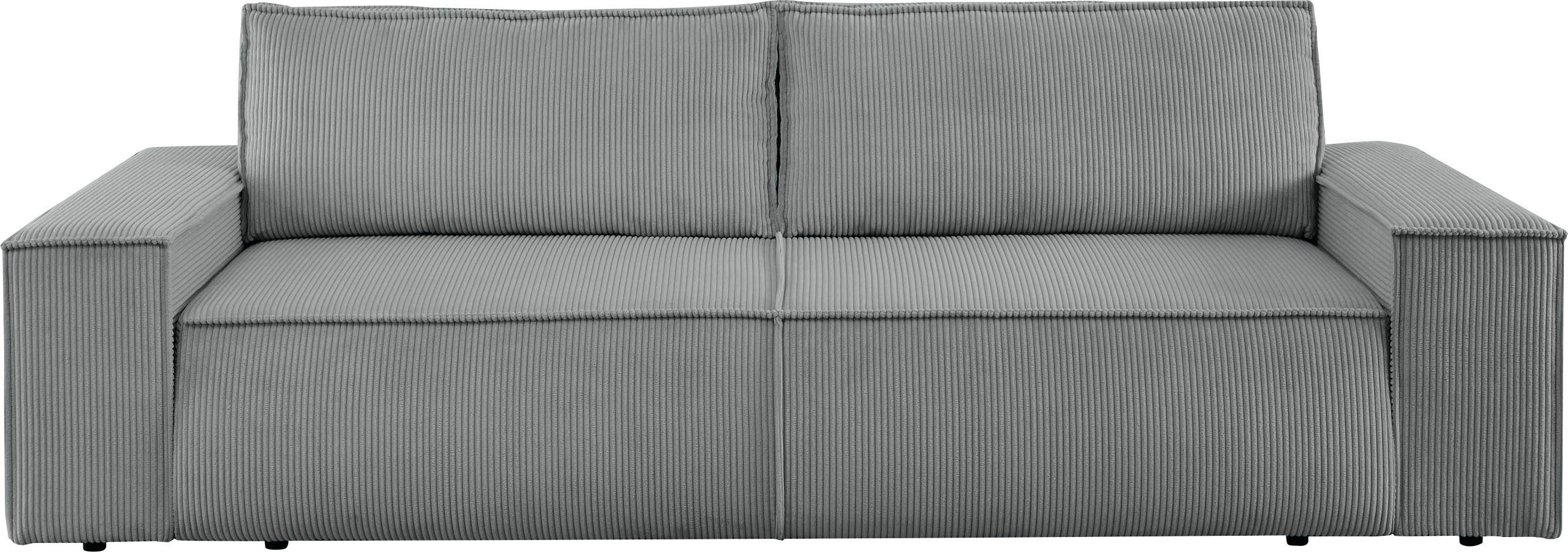 Home affaire 3-zitsbank SHERWOOD slaapbank (257 cm) ribfluweel, velours, vintage lederlook
