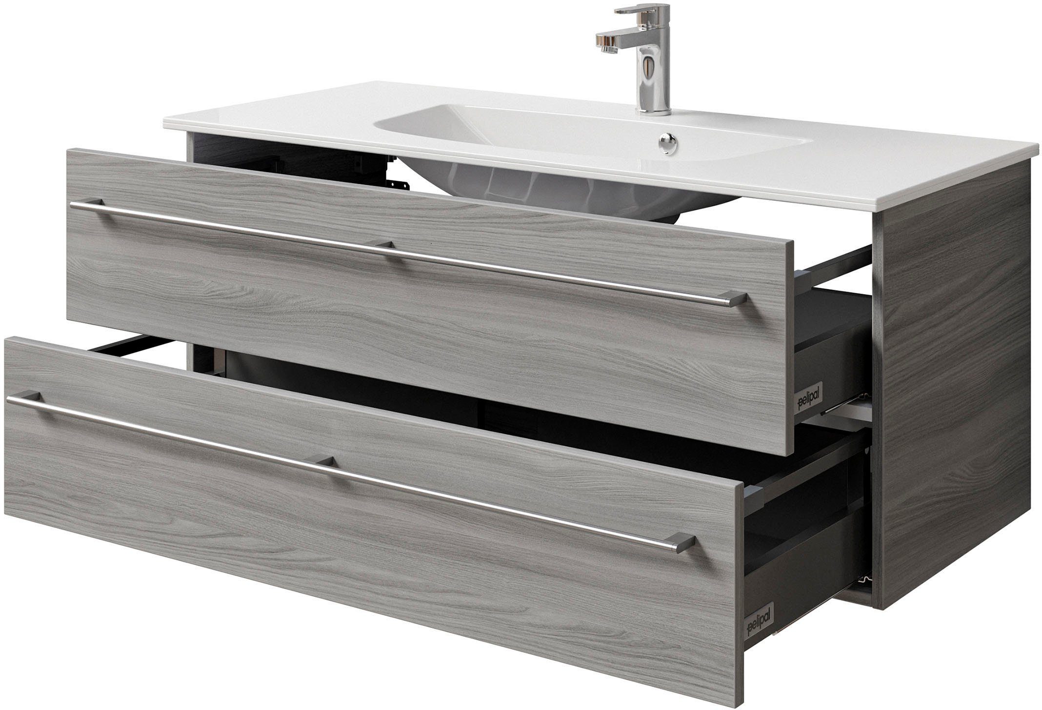 Saphir Wastafelonderkast Serie 6025 mineraalmarmeren wastafel met onderkast, 117 cm breed (2-delig)