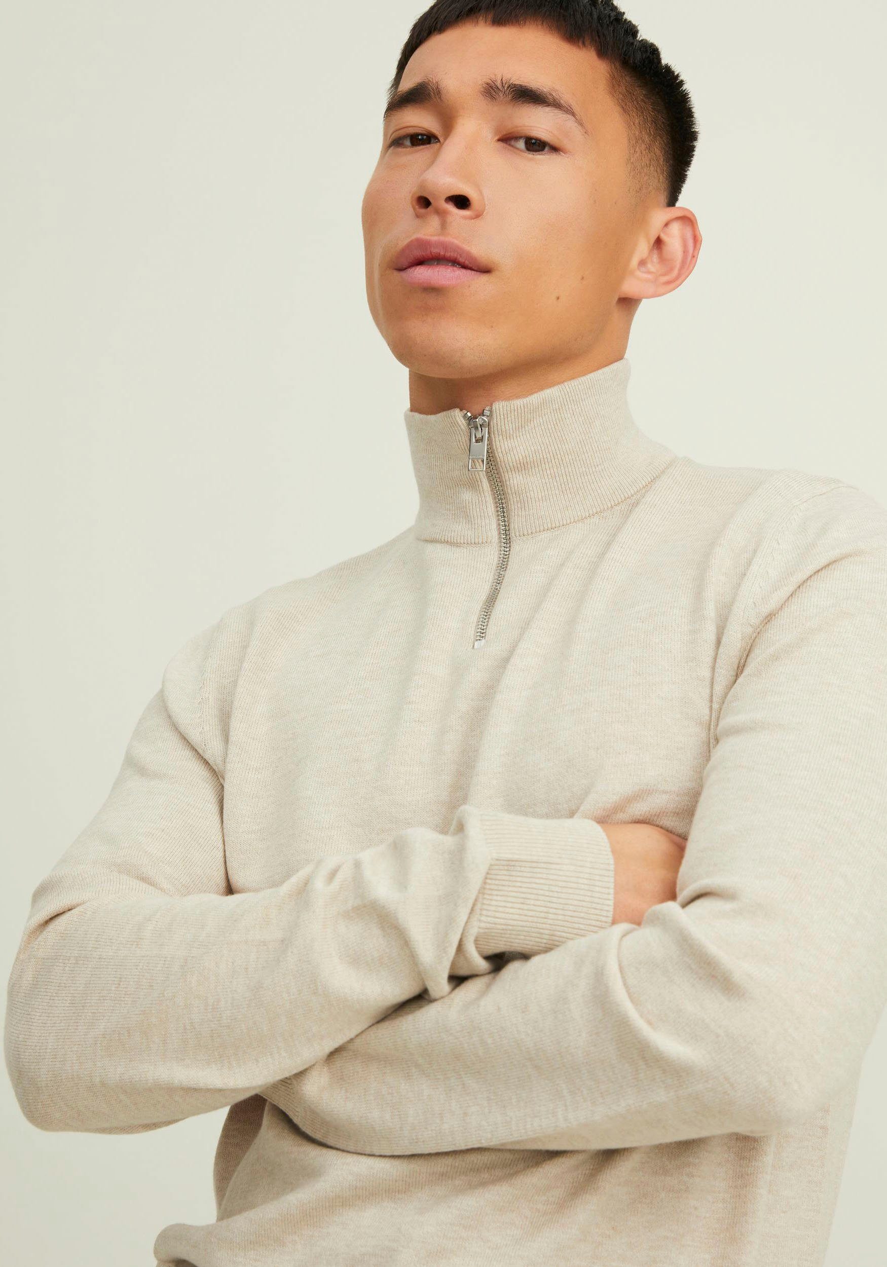 Jack & Jones Trui met ronde hals EMIL KNIT HALF ZIP