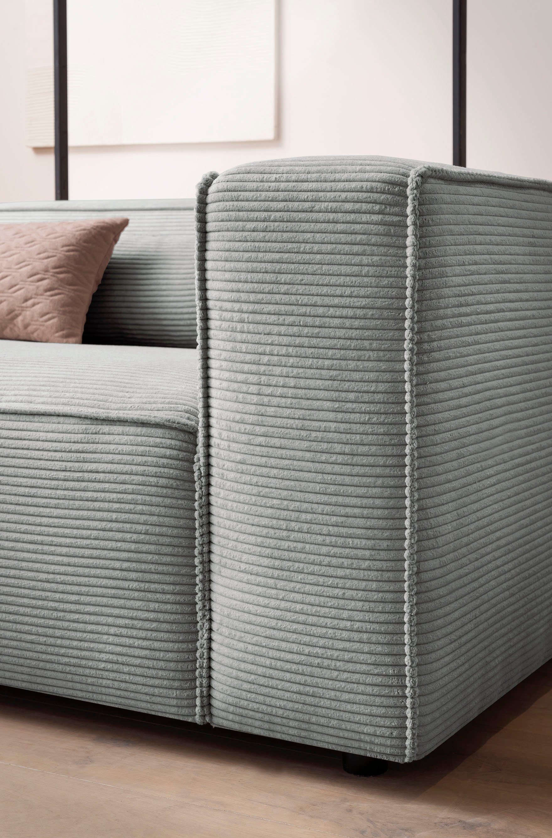 LeGer Home by Lena Gercke 3-zitsbank PIARA, XXL sofa met biesnaad, Big-sofa in cord of linnenlook