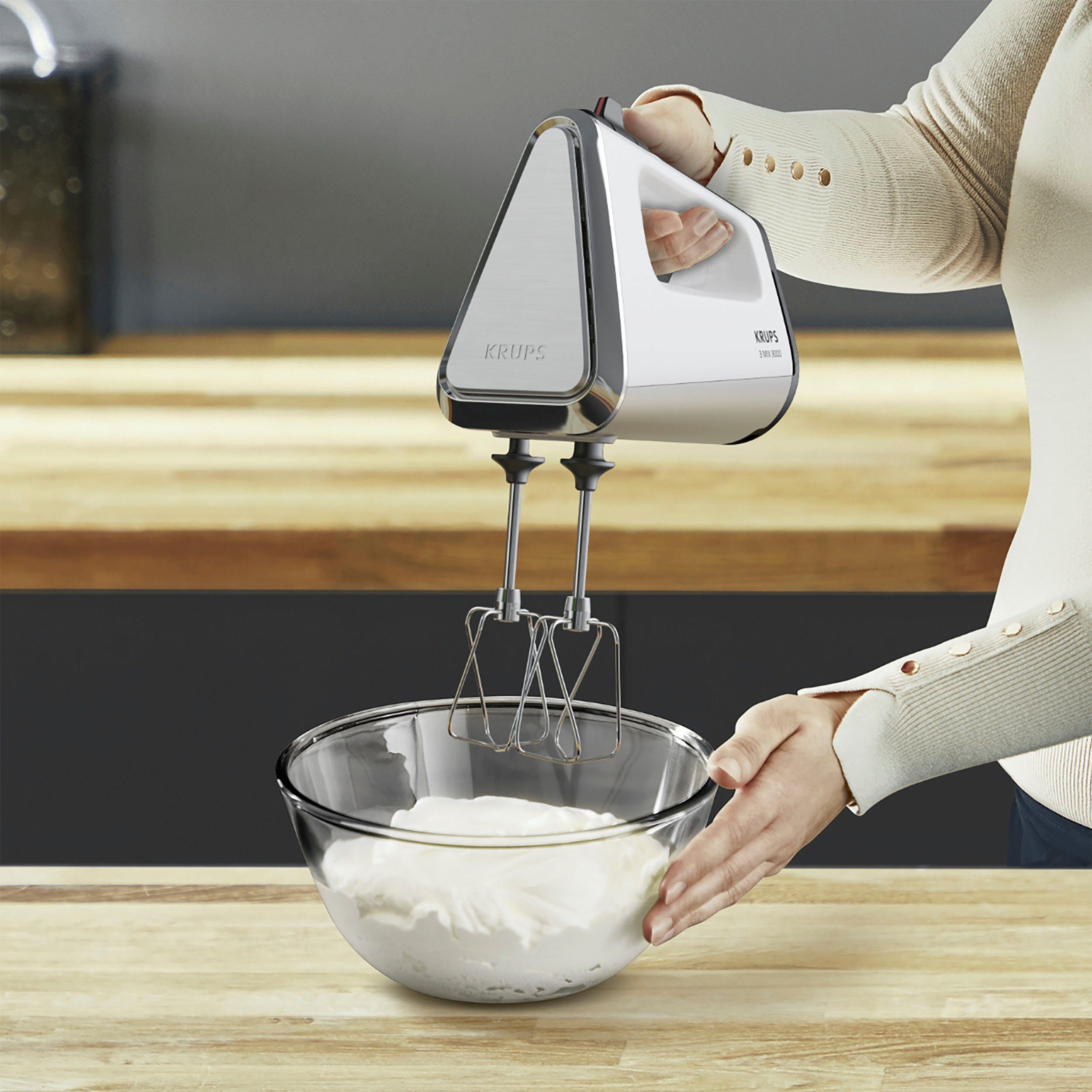 Krups Handmixer 3, Mix 9000 incl. garde, deeghaken, staafmixer-opzetstuk, maatbeker, gn9121