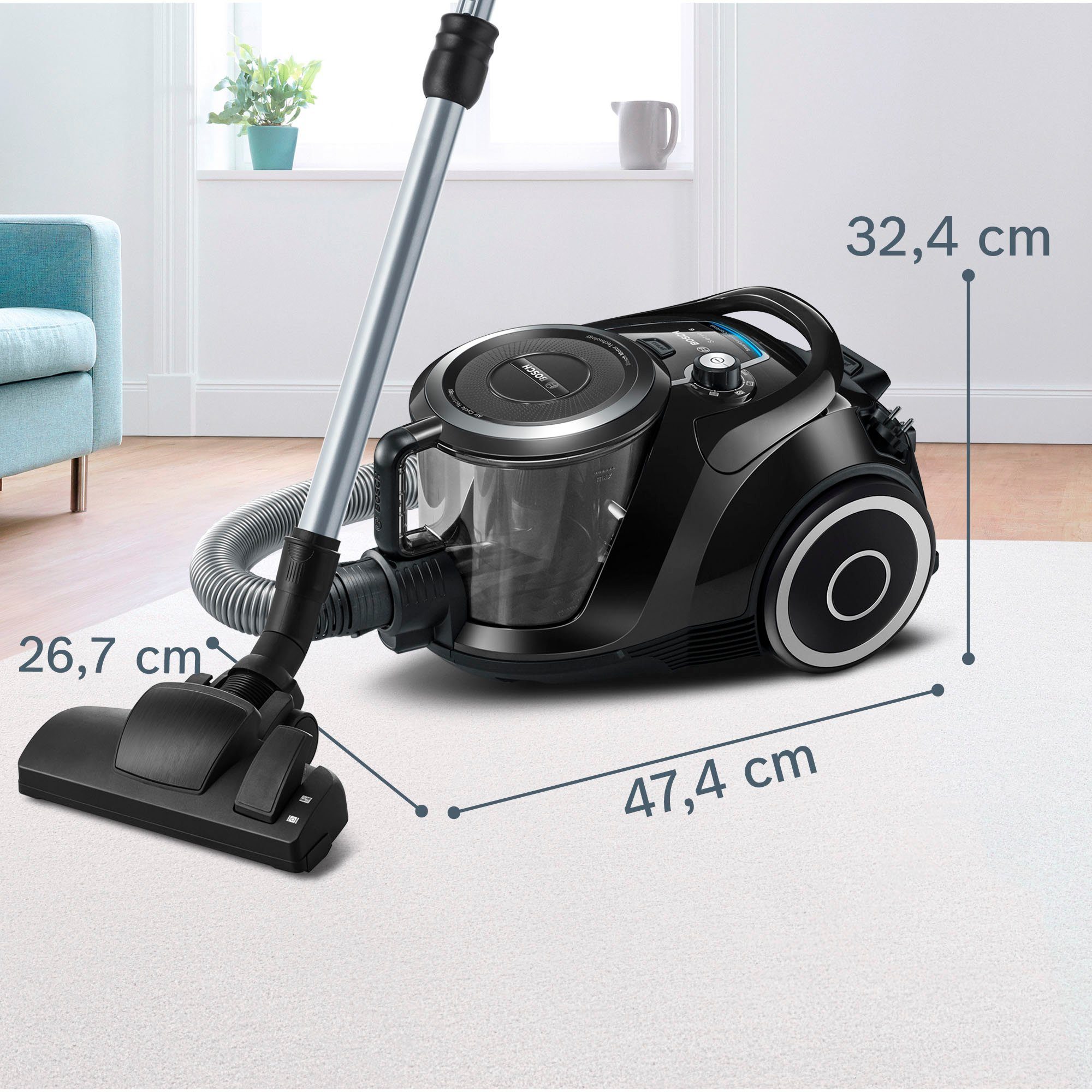 BOSCH Stofzuiger Serie 6 BGC41XSIL, ideaal voor allergieën, hygiënefilter, stil