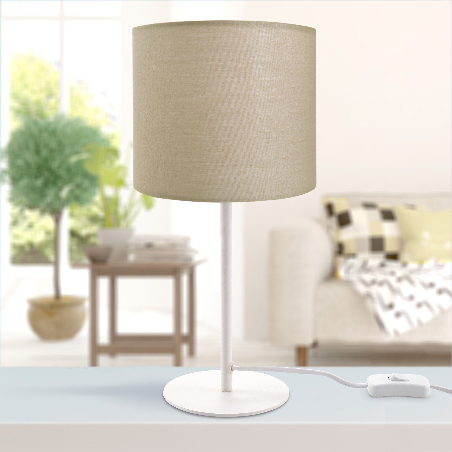 Paco Home Tafellamp Uni Color LED E14 lamp, voor woonkamer en slaapkamer, effen kleuren, decor