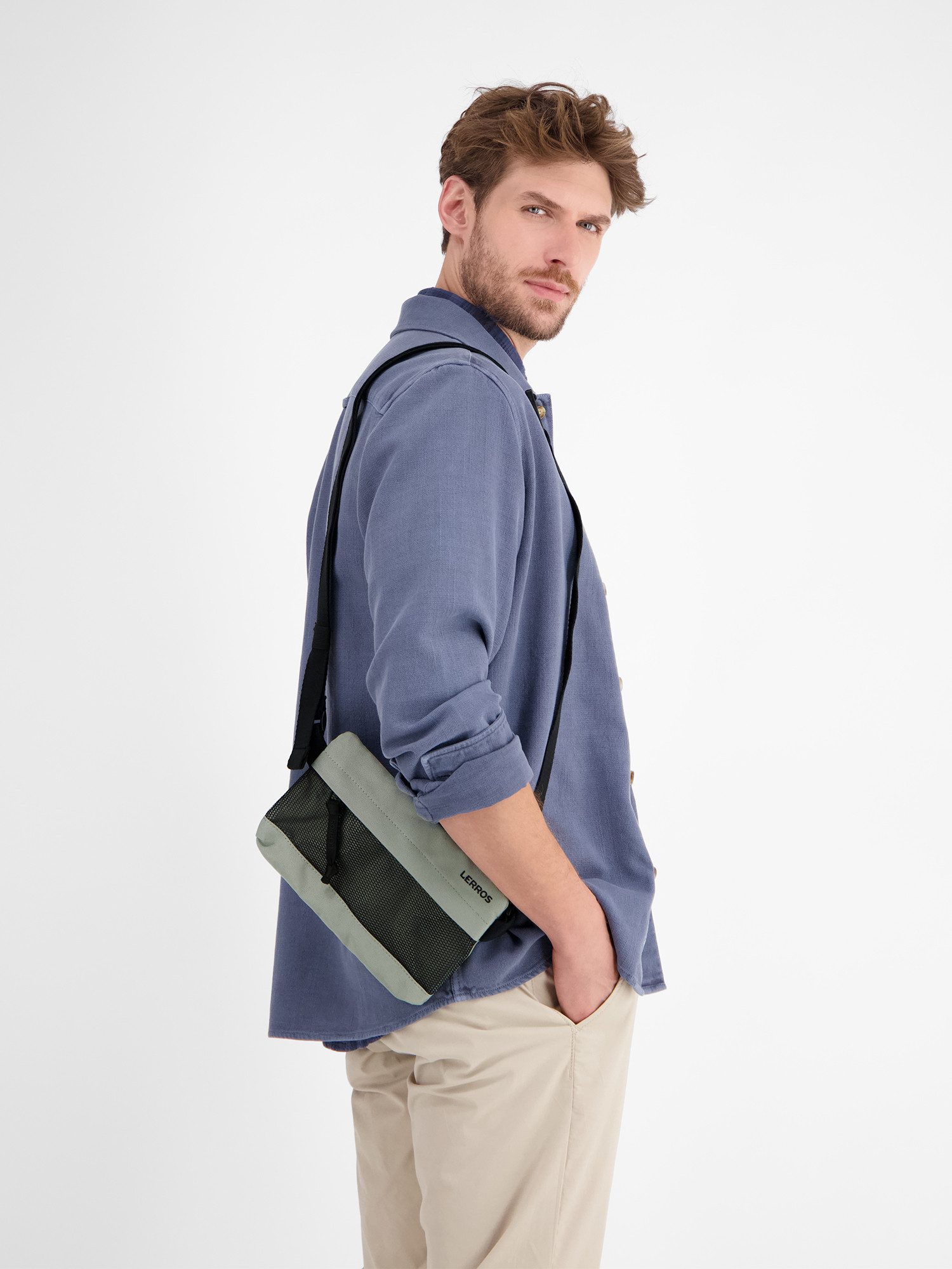 Lerros Schoudertas LERROS crossbody tas met mesh heren tassen & rugzakken groen