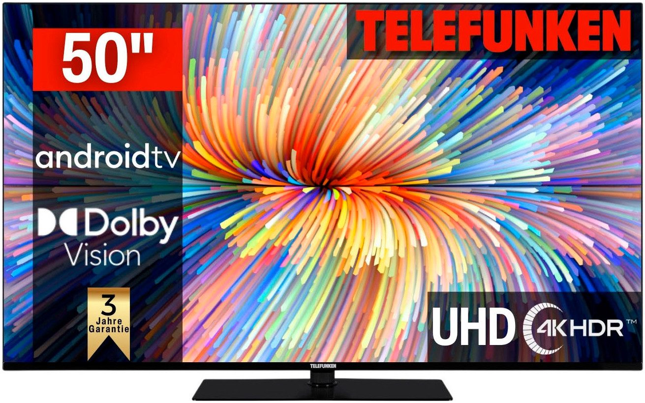 Telefunken Led-TV D50V950M2CWH, 126 cm / 50", 4K Ultra HD, Smart TV - Android TV, Dolby Atmos,USB-Recording,Google Assistent,Android-TV