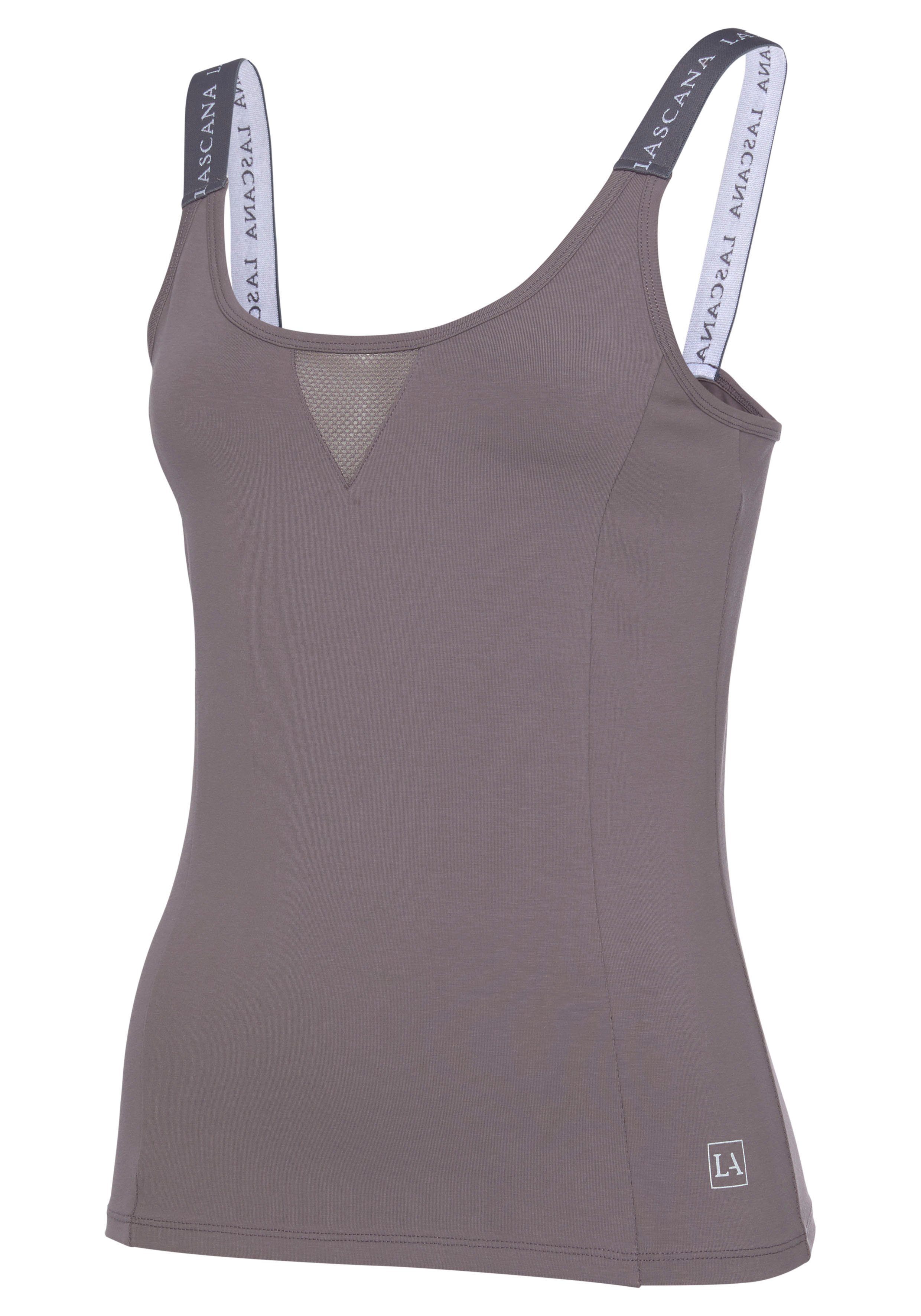 active by Lascana Functioneel shirt met beschreven bandjes en meshinzet